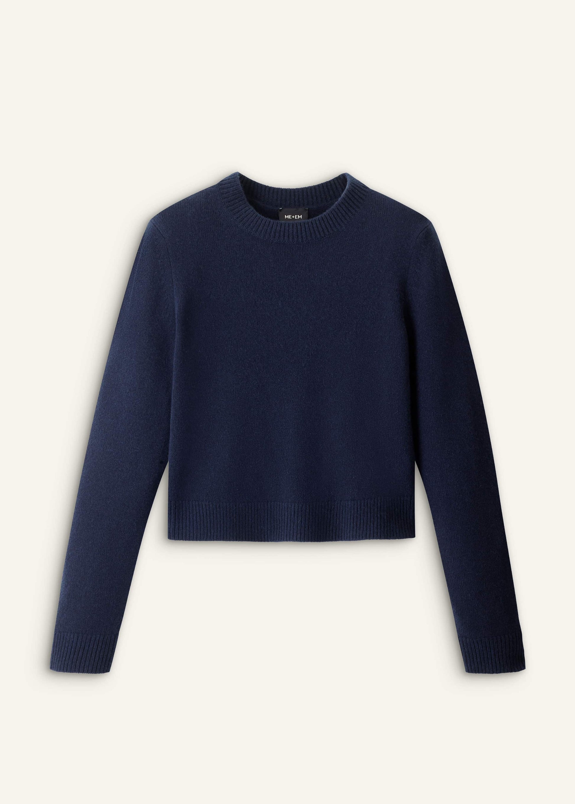 ME and EM Clothing Navy Cashmere Crew Neck Crop Sweater
