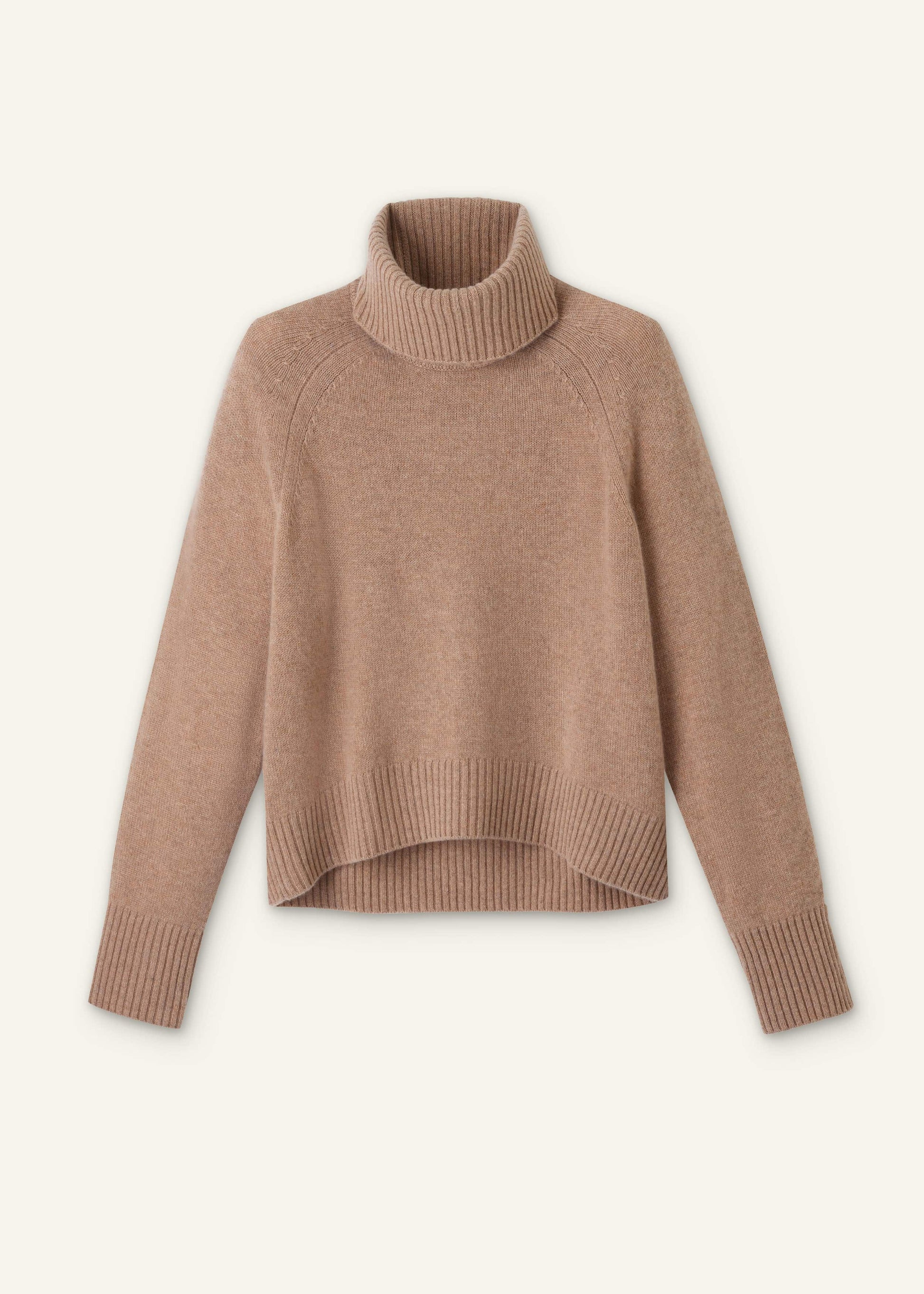 ME and EM Clothing Brown Cashmere Curved Hem Raglan Sweater + Snood