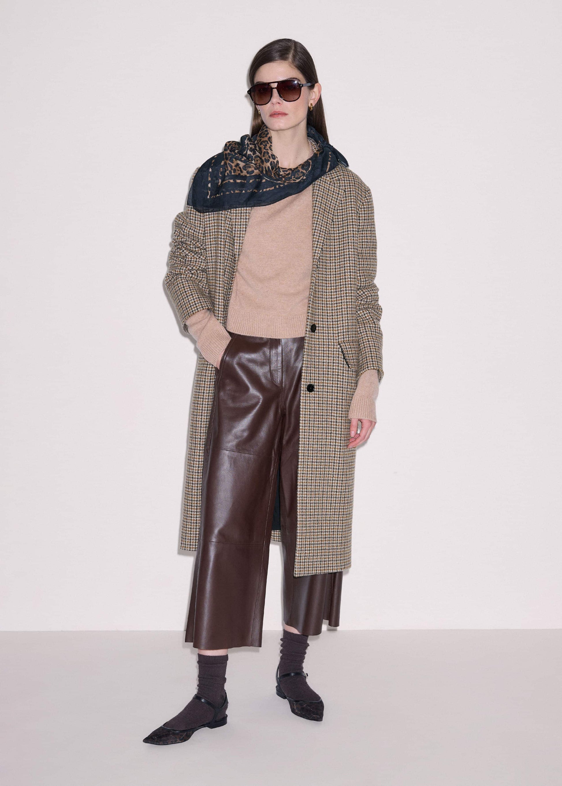 ME and EM Clothing Camel Brown Cashmere Relaxed Crop Sweater