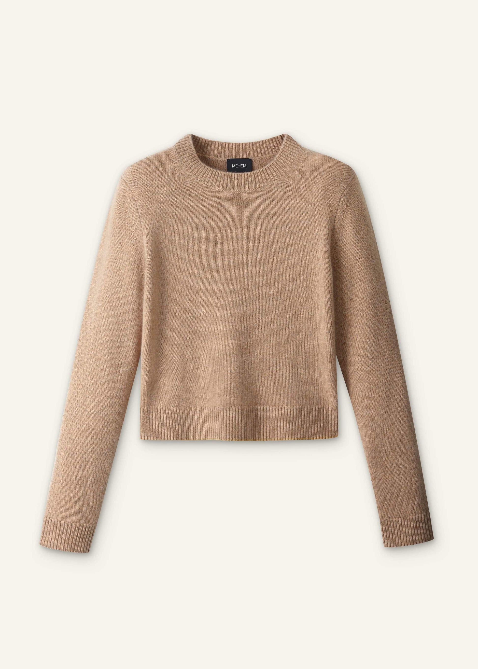 ME and EM Clothing Camel Brown Cashmere Relaxed Crop Sweater