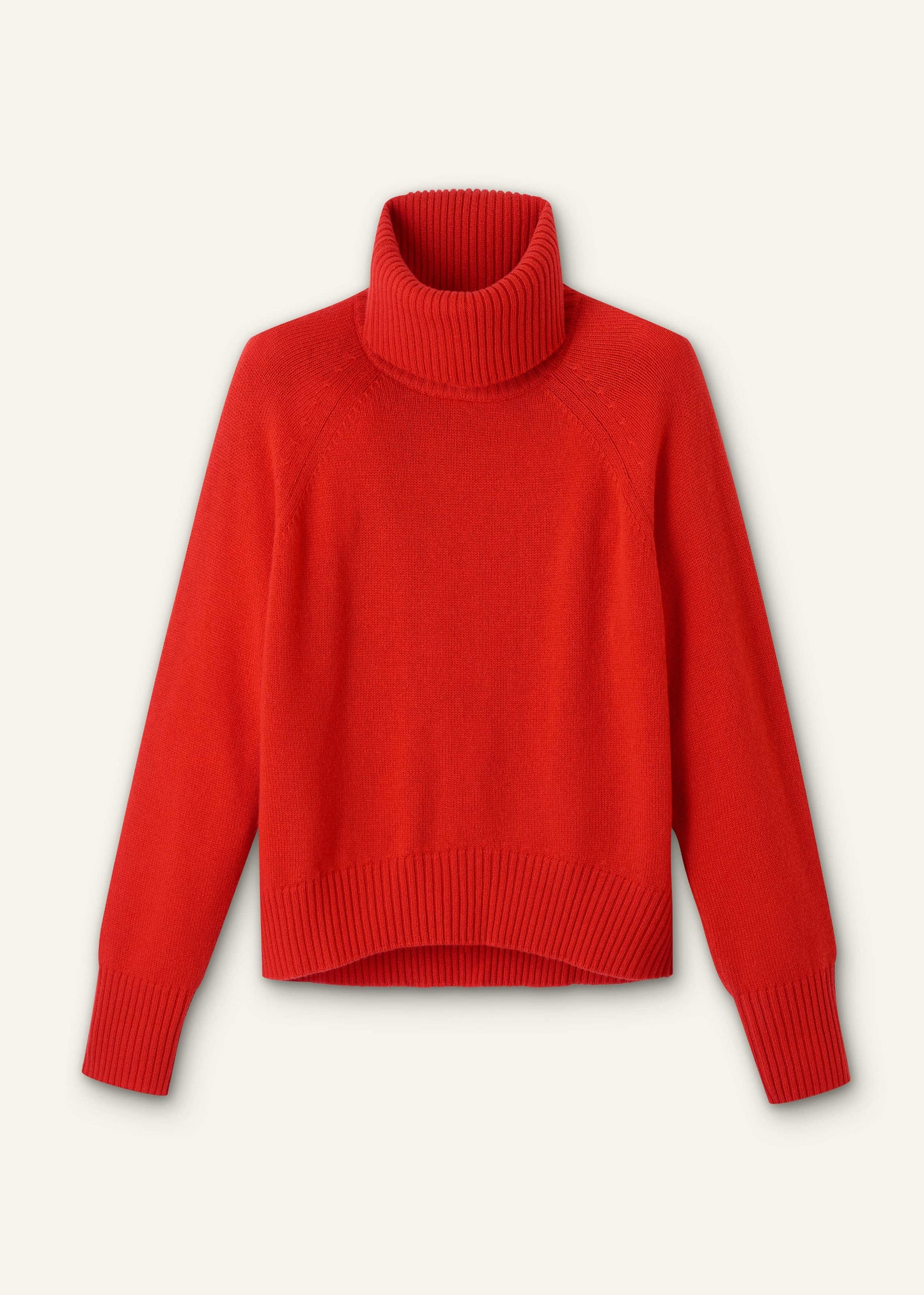 ME and EM Clothing Red Cashmere Curved Hem Raglan Sweater + Snood