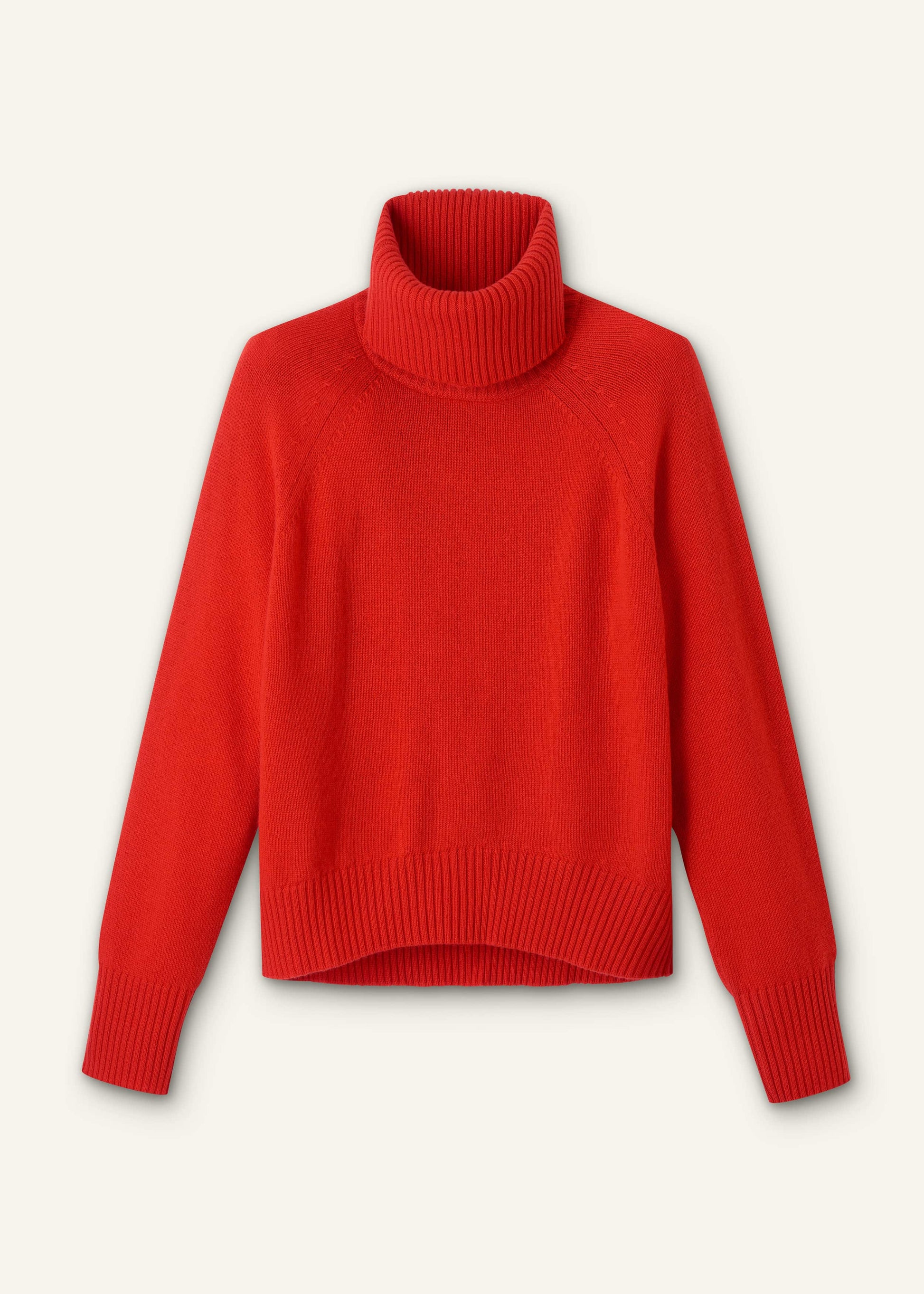 ME and EM Clothing Red Cashmere Curved Hem Raglan Sweater + Snood