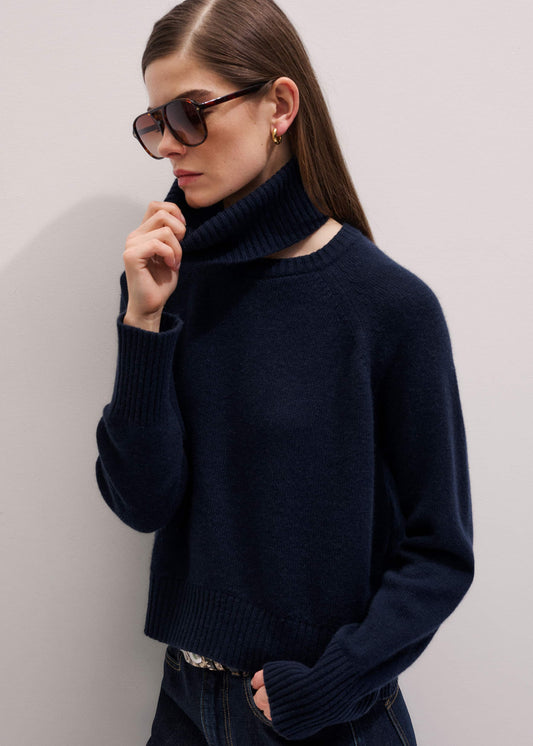 ME and EM Clothing Navy Raglan Sweater + Snood