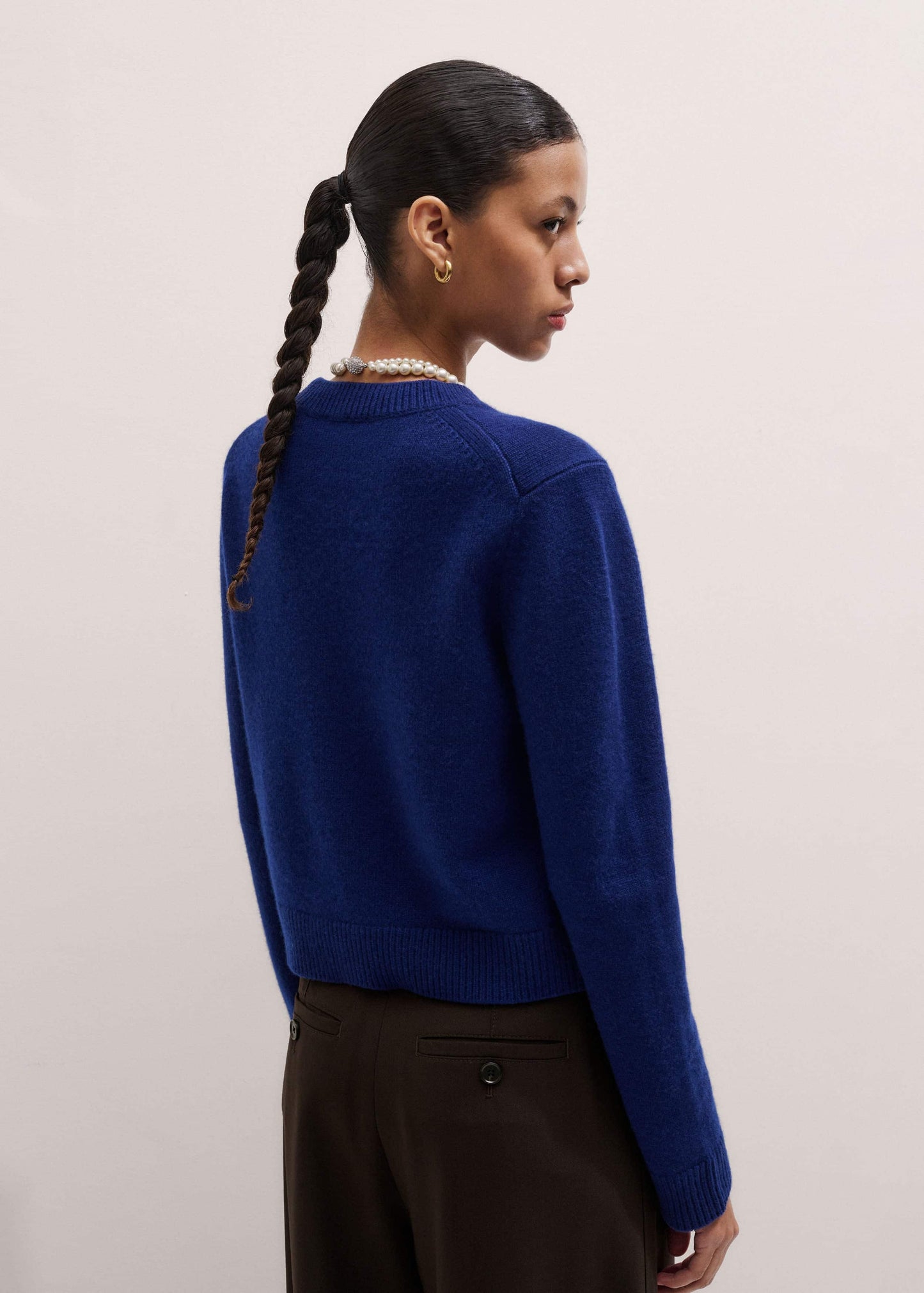 ME and EM Clothing Blue Cashmere Relaxed Crop Sweater