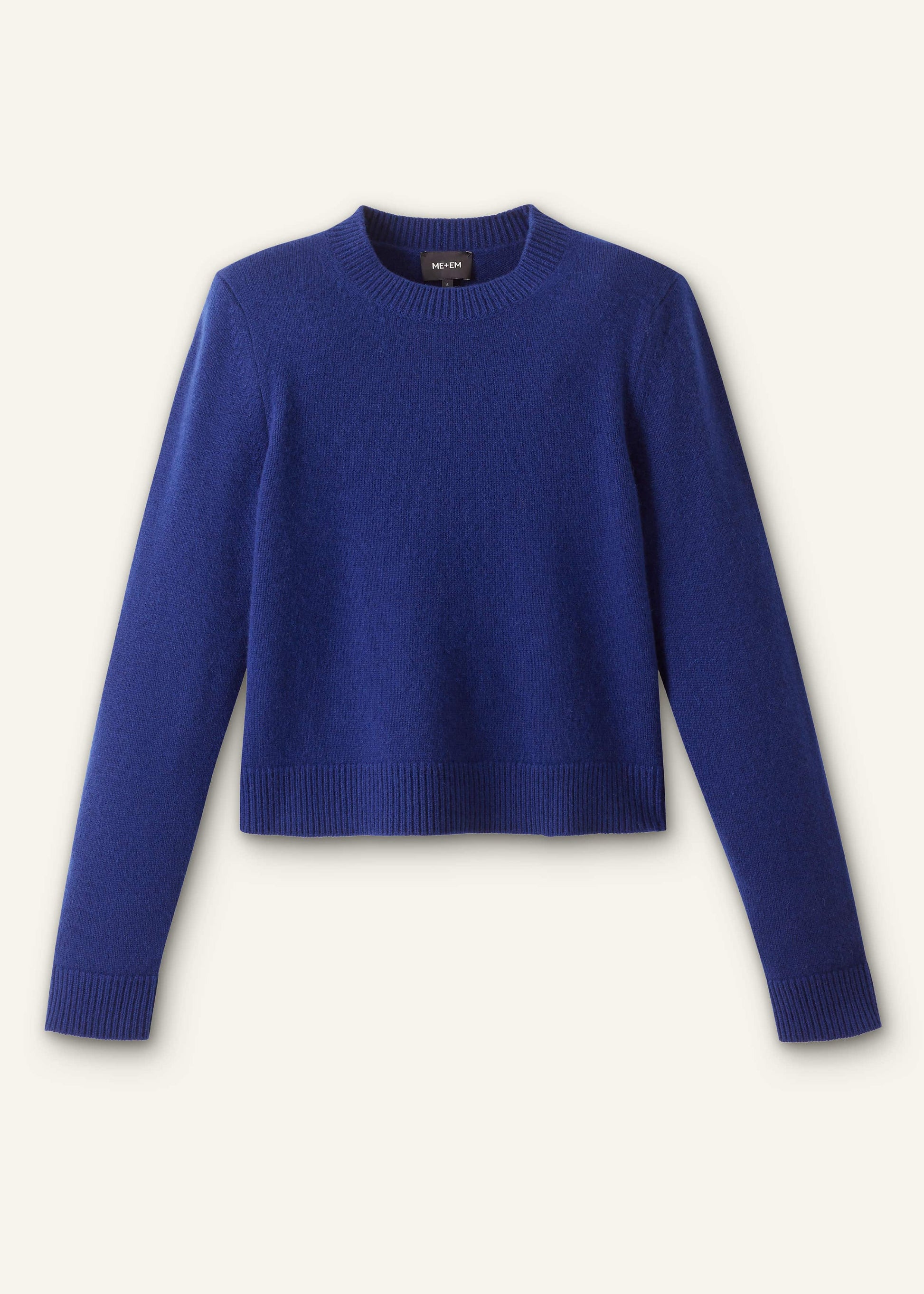 ME and EM Clothing Blue Cashmere Relaxed Crop Sweater