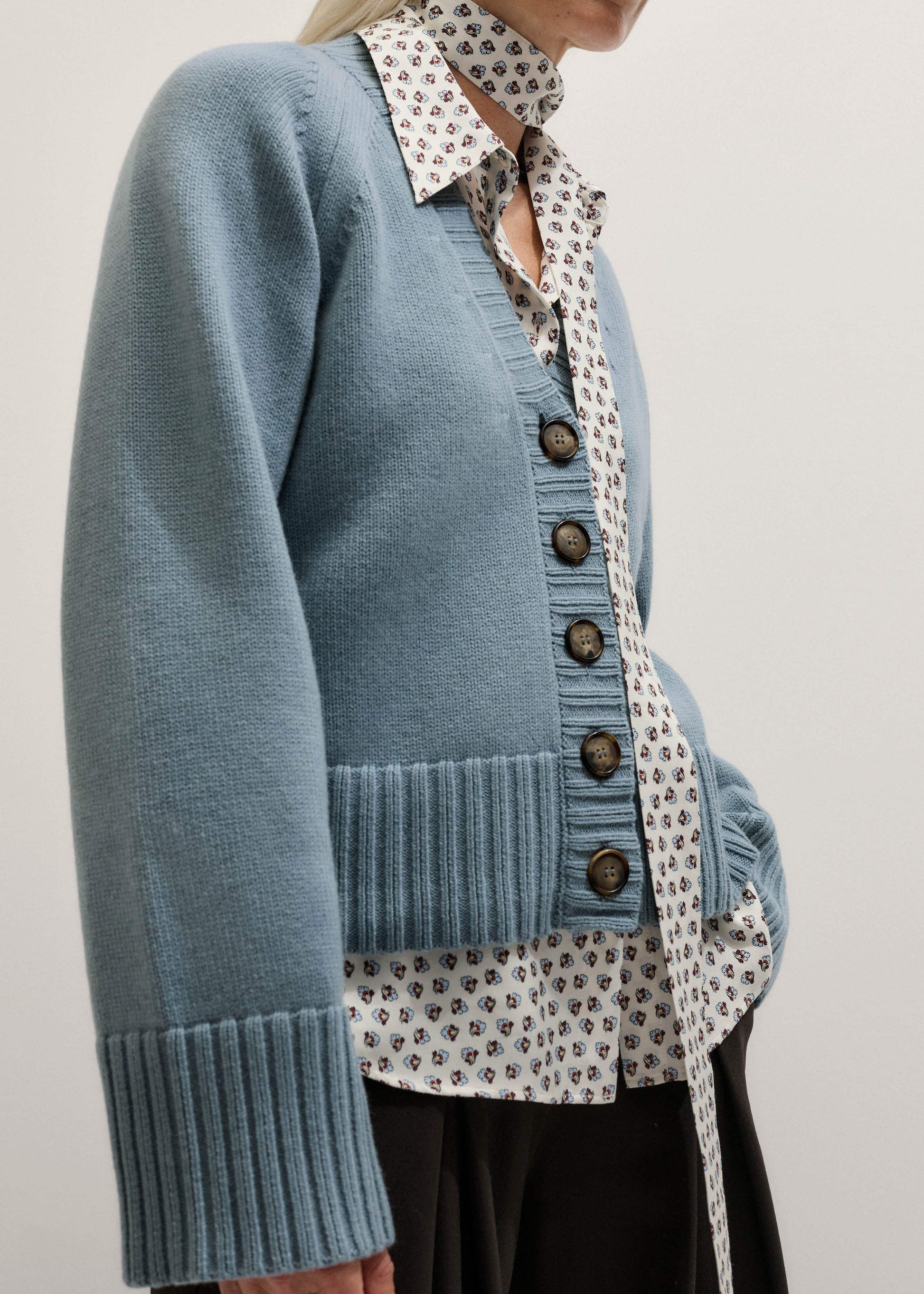 ME and EM Clothing Blue V-Neck Relaxed Raglan Cardigan