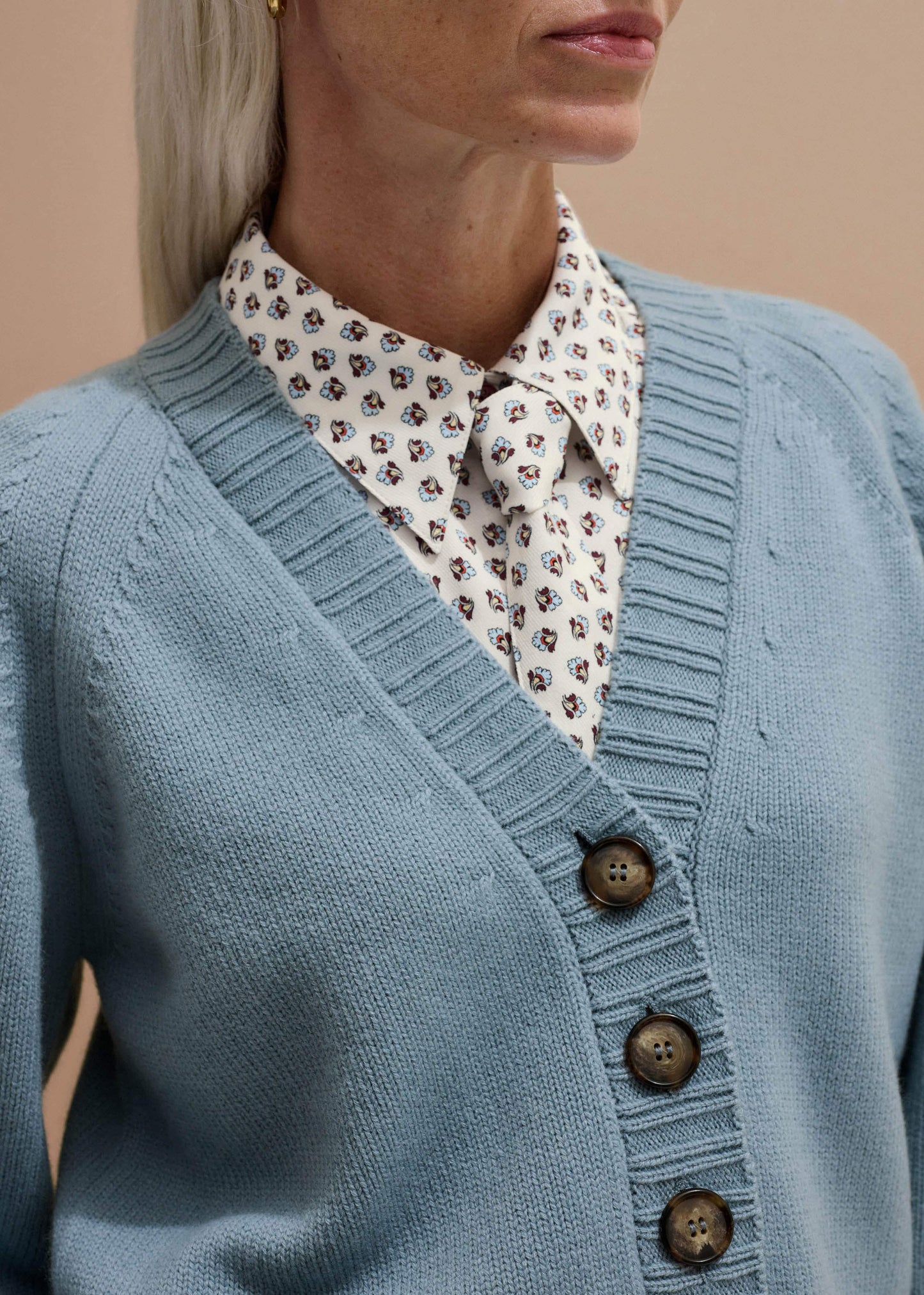 ME and EM Clothing Blue V-Neck Relaxed Raglan Cardigan