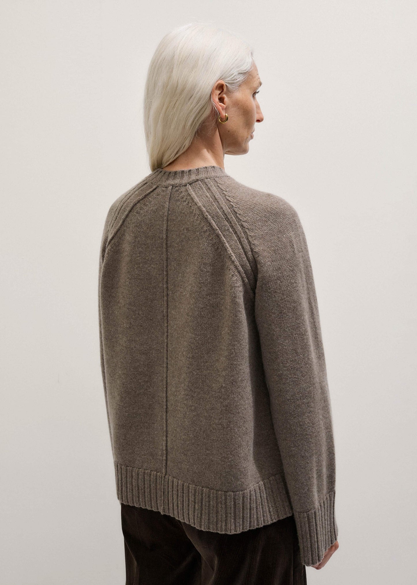 ME and EM Clothing Brown Exposed Seam Raglan Sweater + Snood