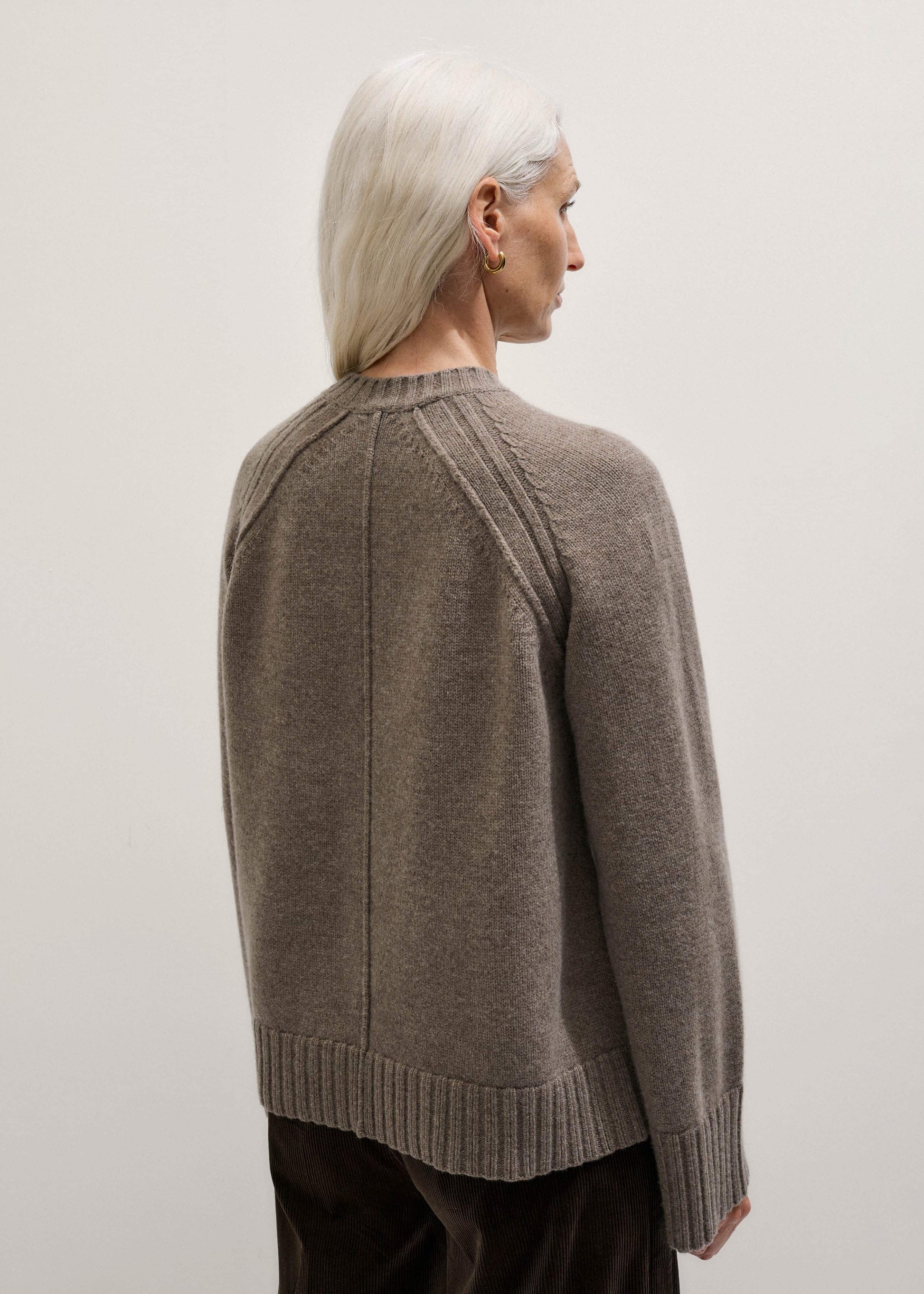 ME and EM Clothing Brown Exposed Seam Raglan Sweater + Snood