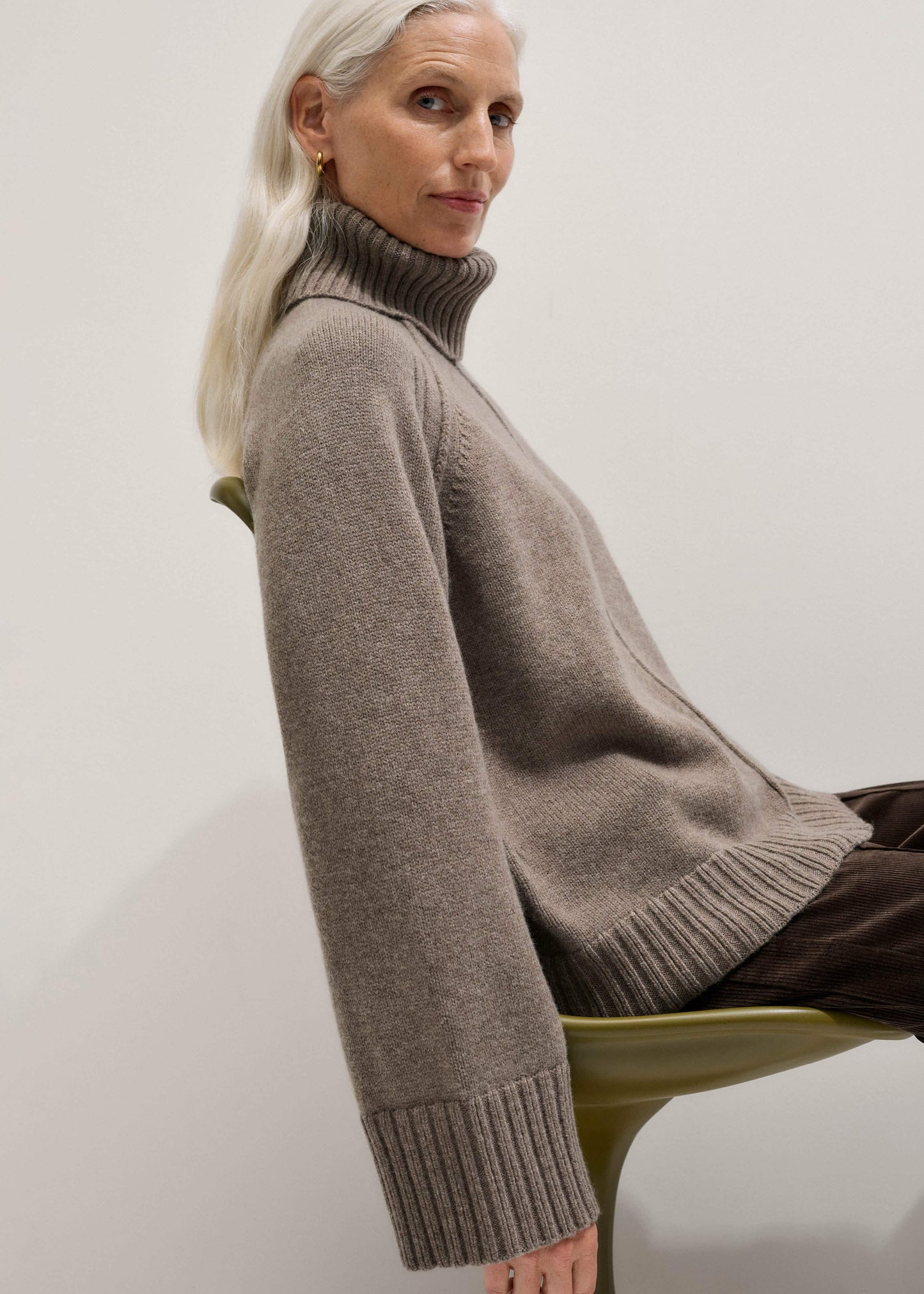 ME and EM Clothing Brown Exposed Seam Raglan Sweater + Snood
