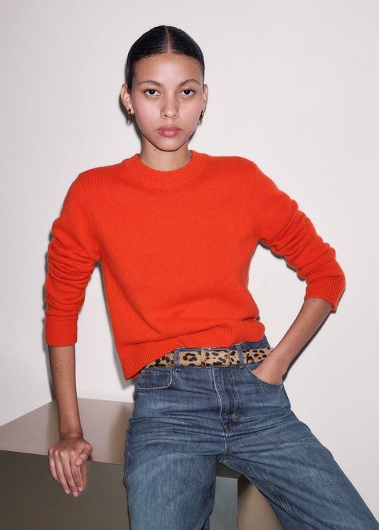 ME and EM Clothing Orange Cashmere Relaxed Crop Sweater