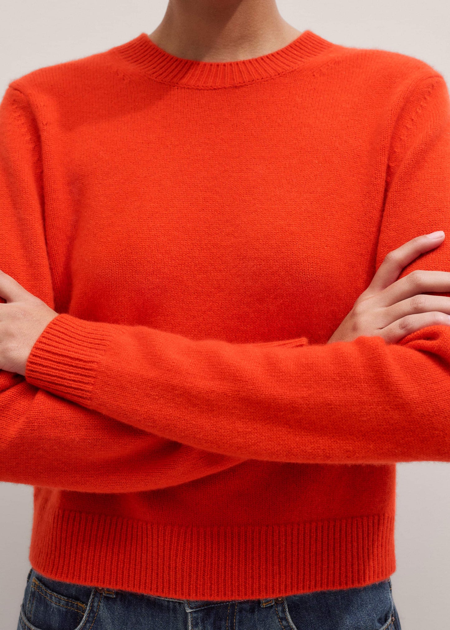 ME and EM Clothing Orange Cashmere Relaxed Crop Sweater