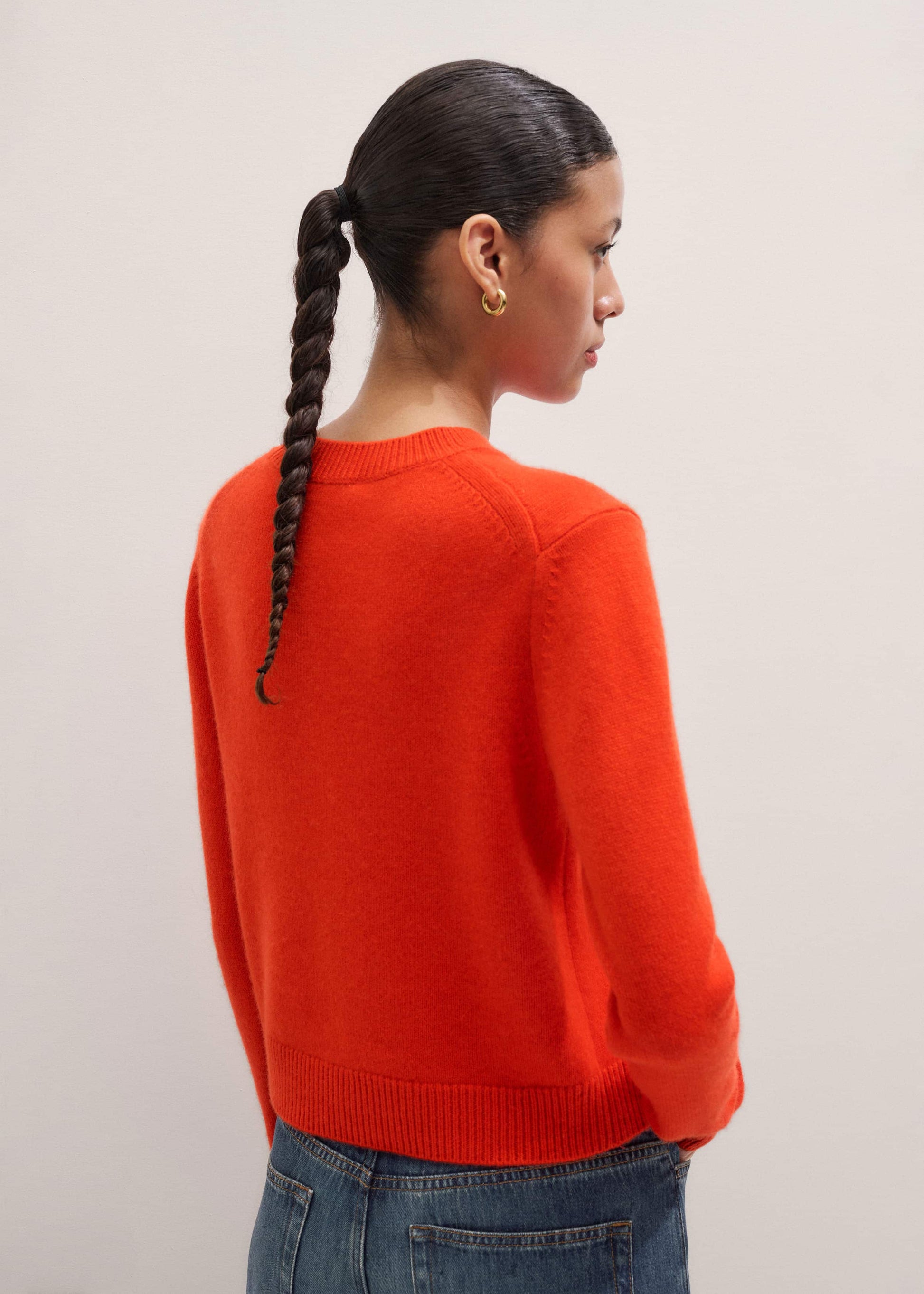 ME and EM Clothing Orange Cashmere Relaxed Crop Sweater
