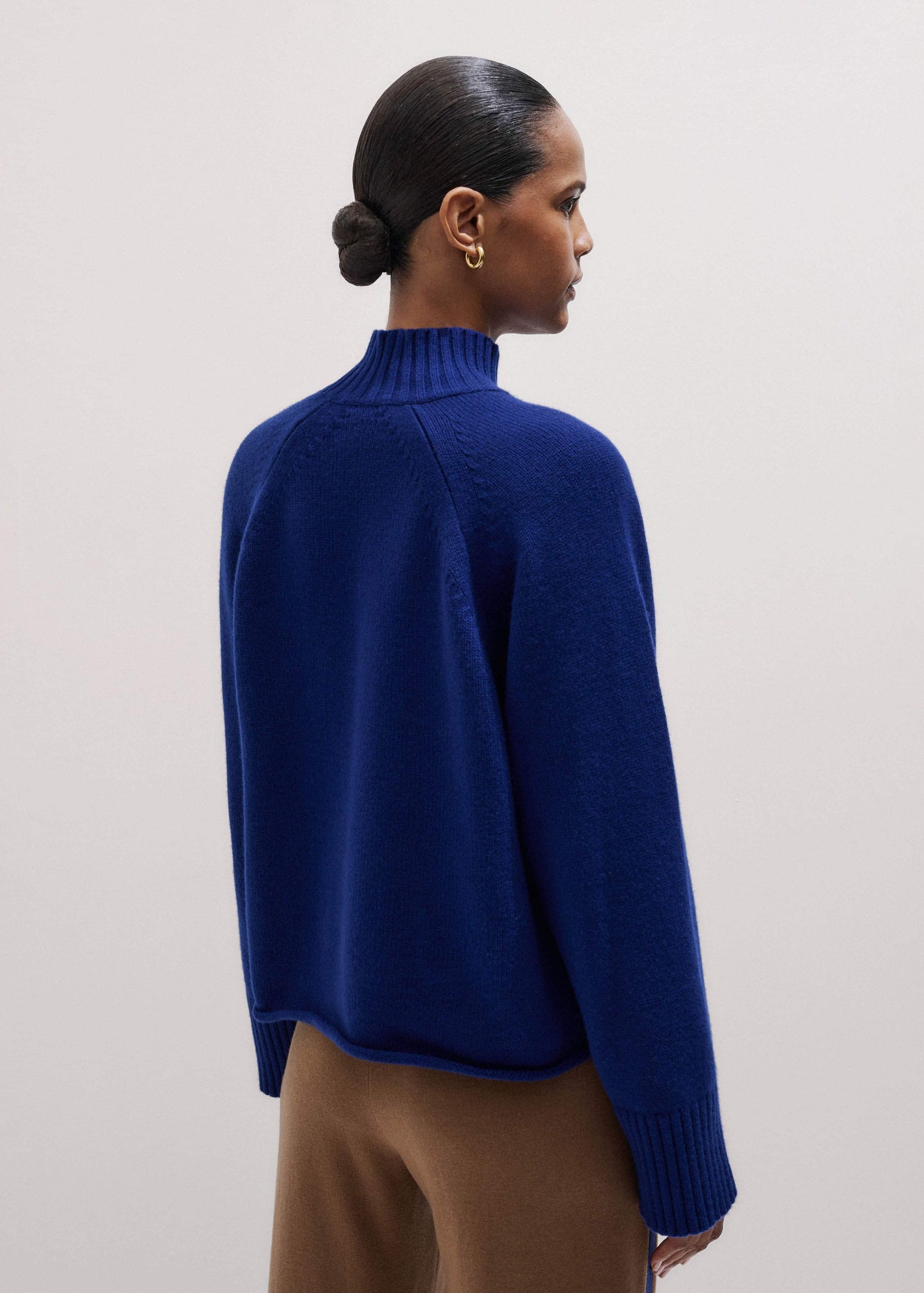 ME and EM Clothing Blue High Neck Relaxed Raglan Sweater