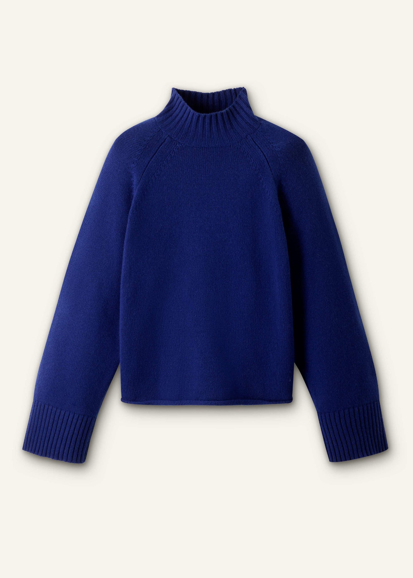 ME and EM Clothing Blue High Neck Relaxed Raglan Sweater