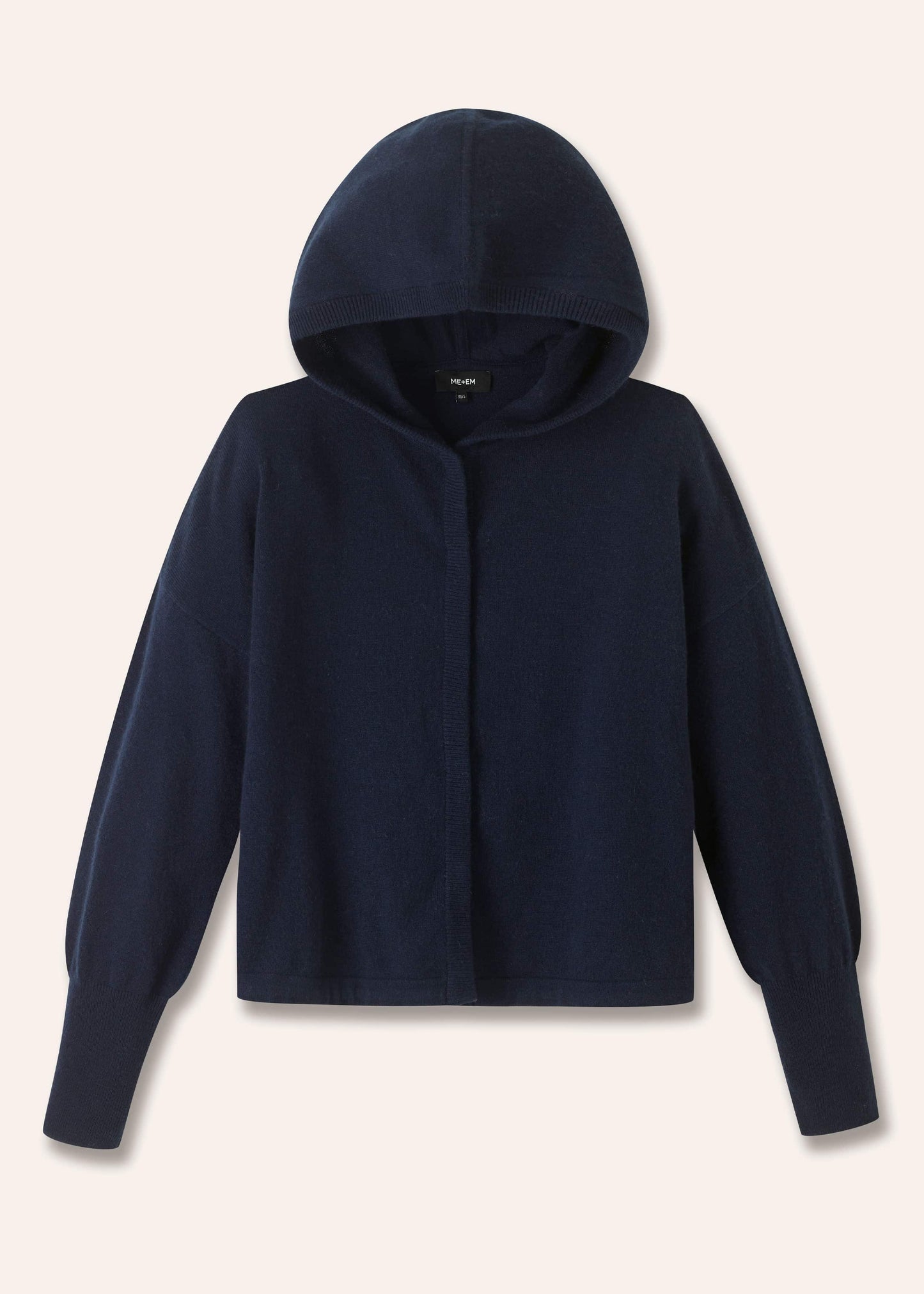 ME and EM Clothing Dark Navy Cashmere Drop Shoulder Box Crop Hoodie