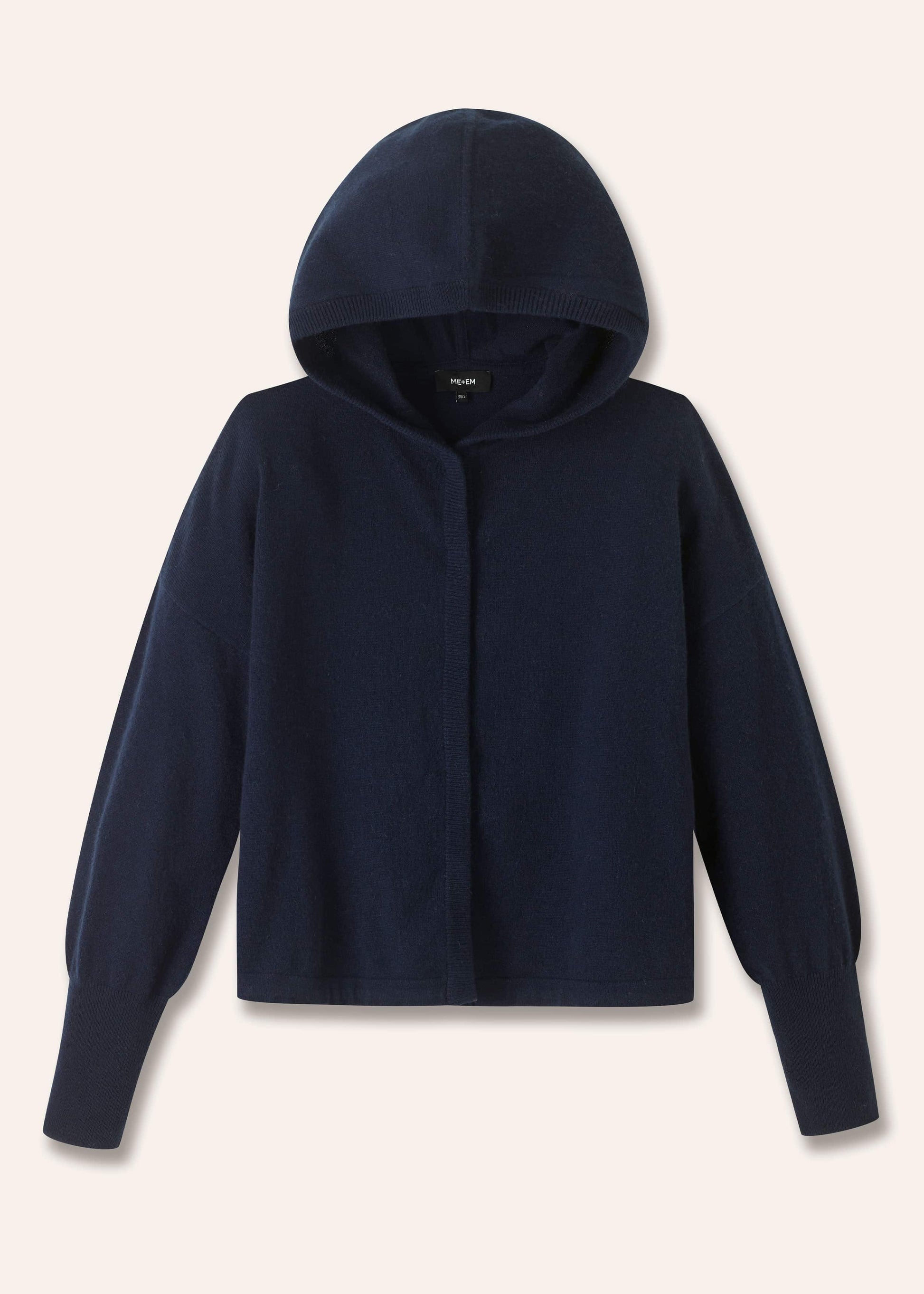 ME and EM Clothing Dark Navy Cashmere Drop Shoulder Box Crop Hoodie