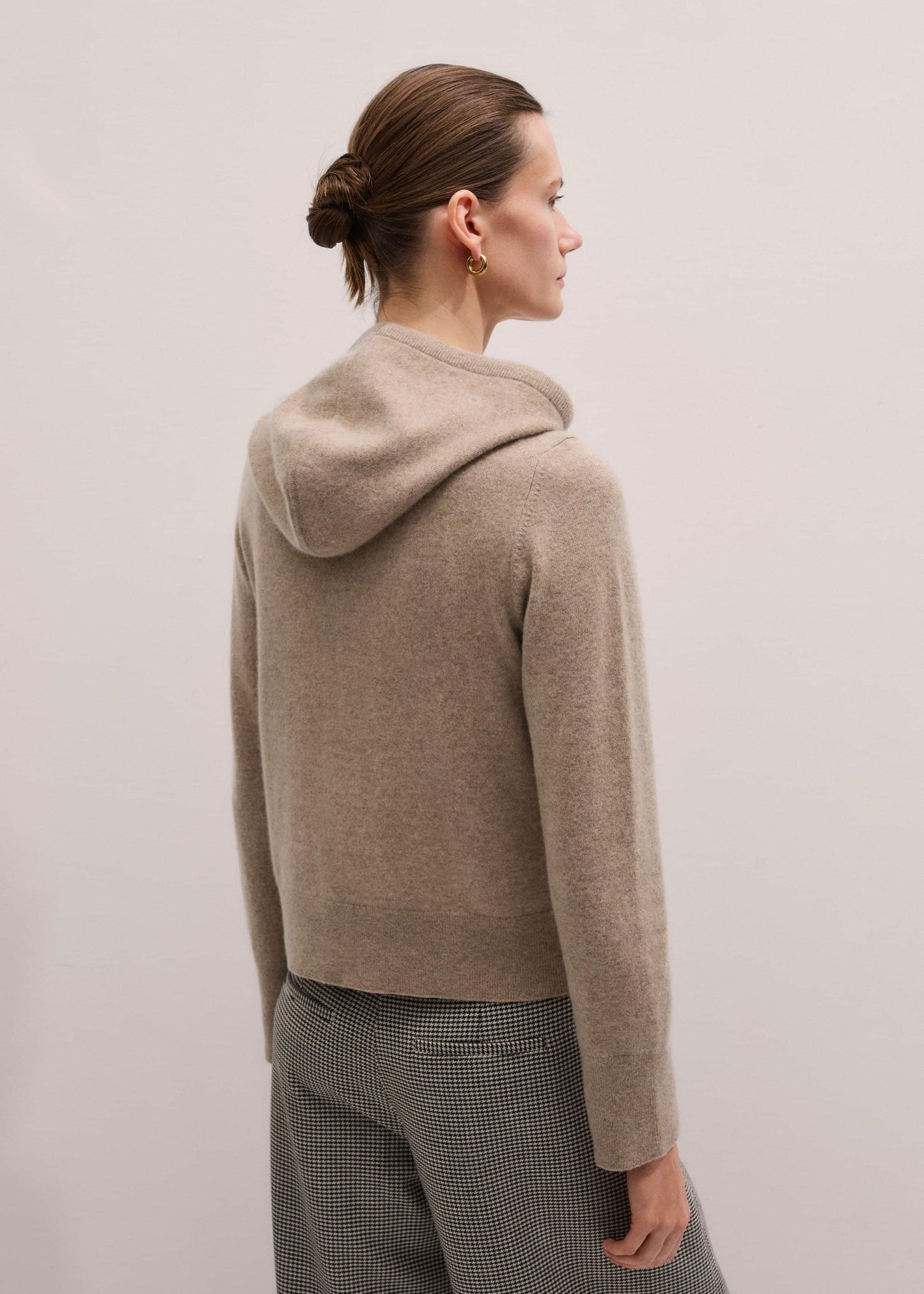 ME and EM Clothing Light Brown Cashmere Two-Way Zip Straight Hoodie