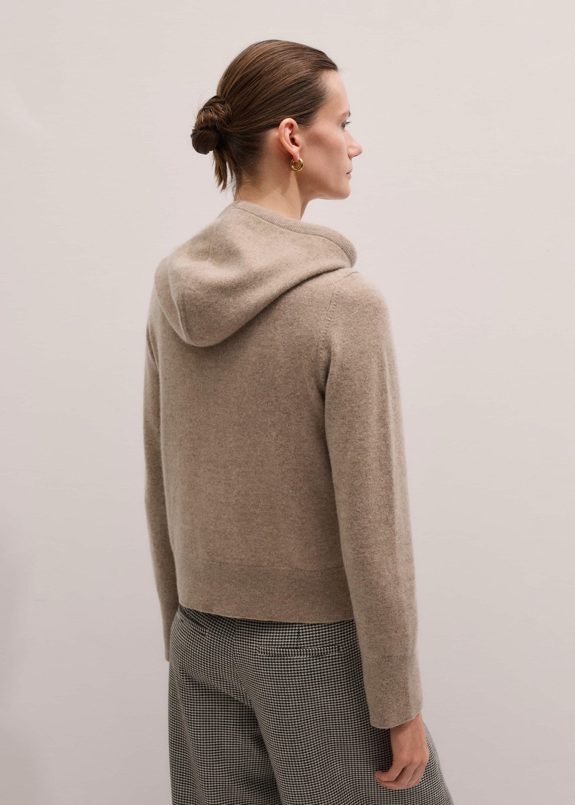ME and EM Clothing Light Brown Cashmere Two-Way Zip Straight Hoodie