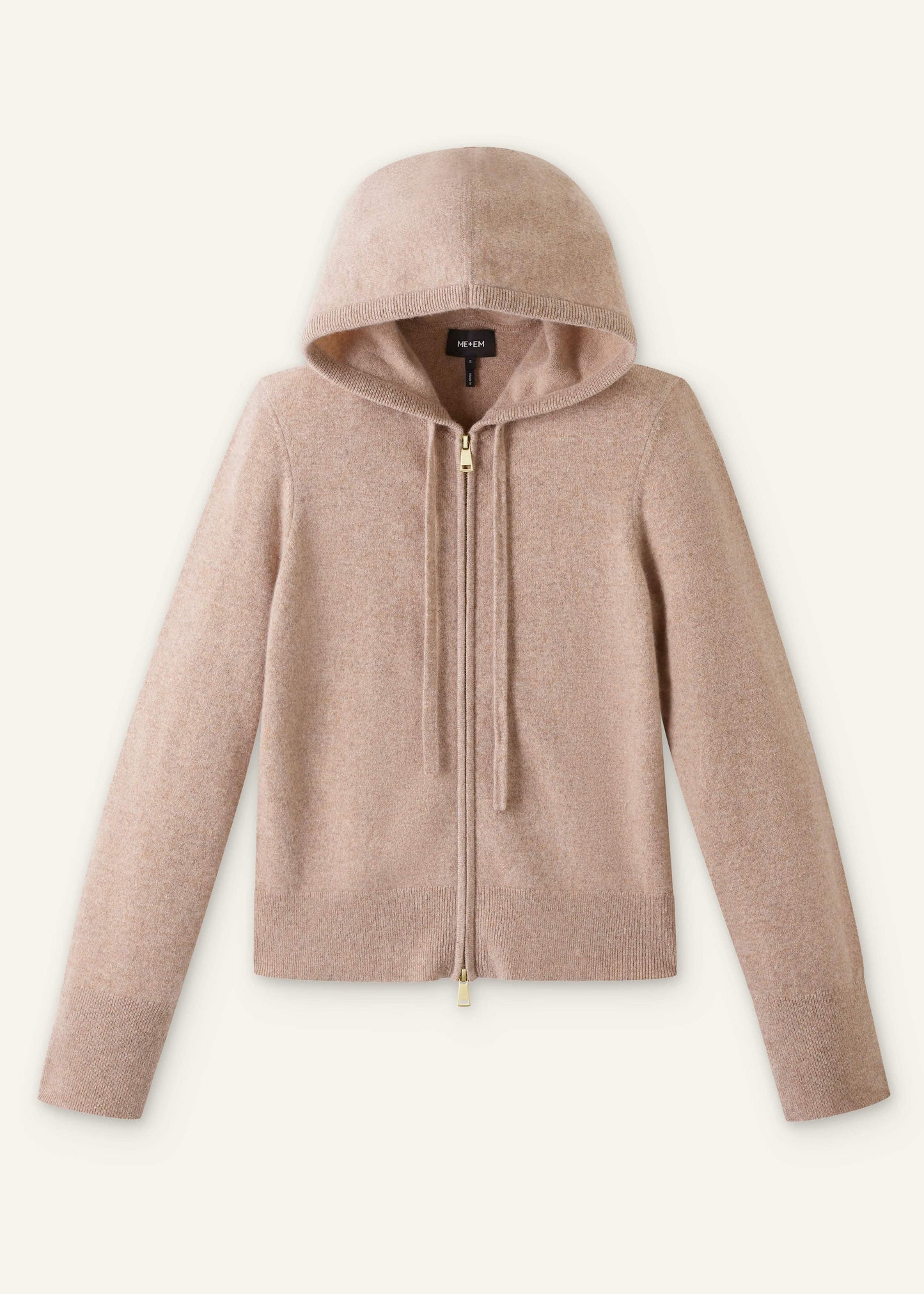 ME and EM Clothing Light Brown Cashmere Two-Way Zip Straight Hoodie