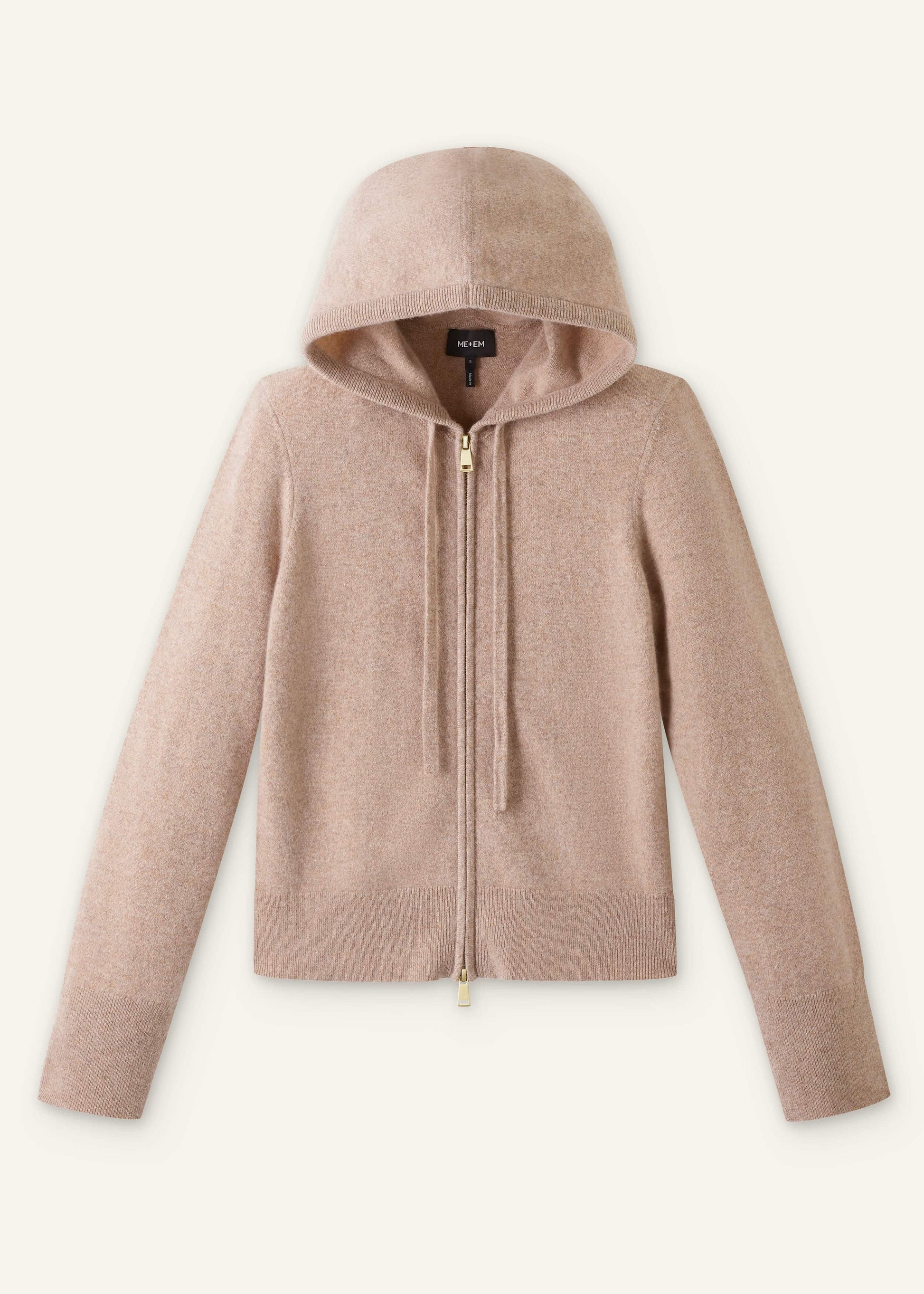 ME and EM Clothing Light Brown Cashmere Two-Way Zip Straight Hoodie