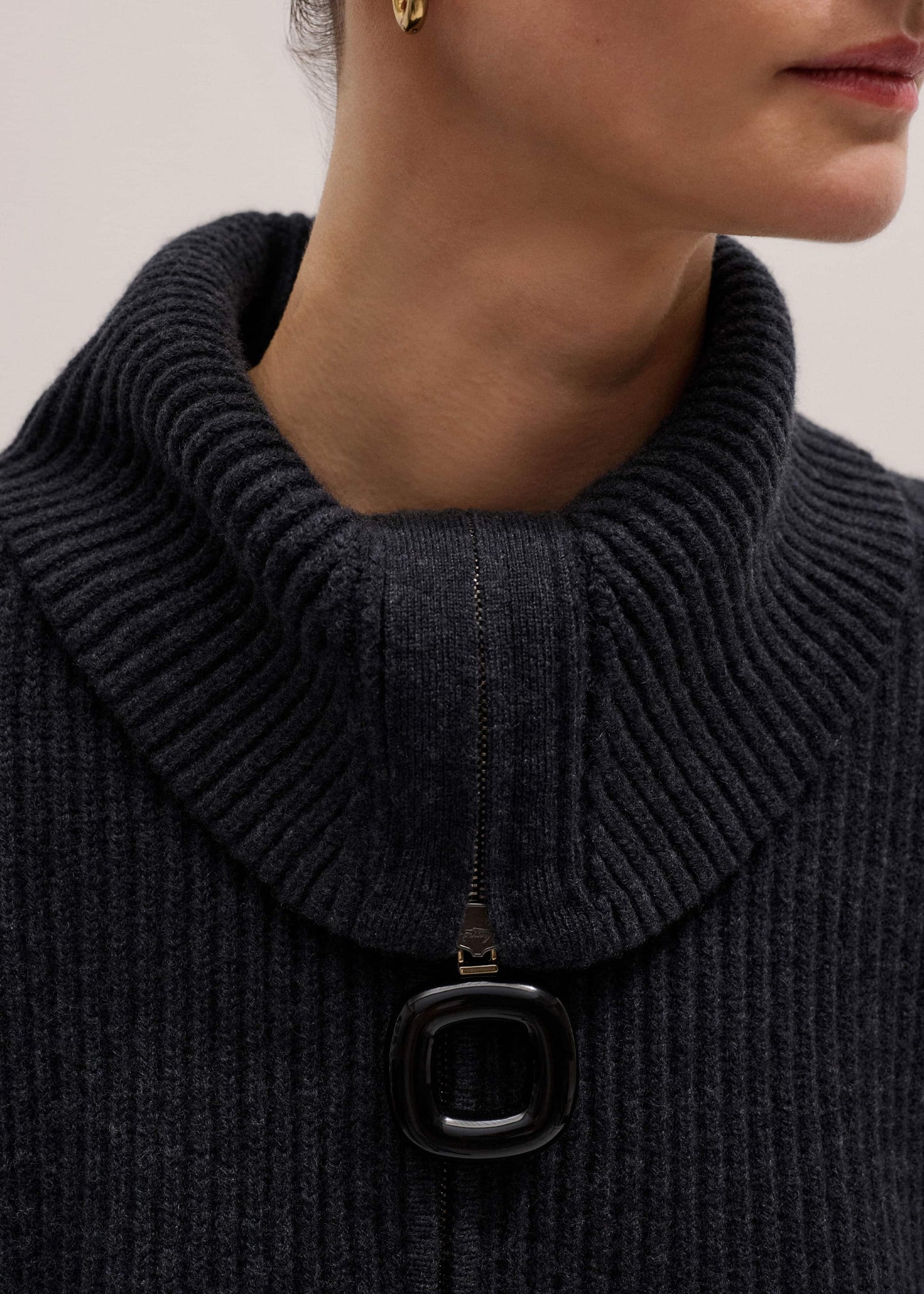 ME and EM Clothing Grey Relaxed Fly Neck Zip Jumper
