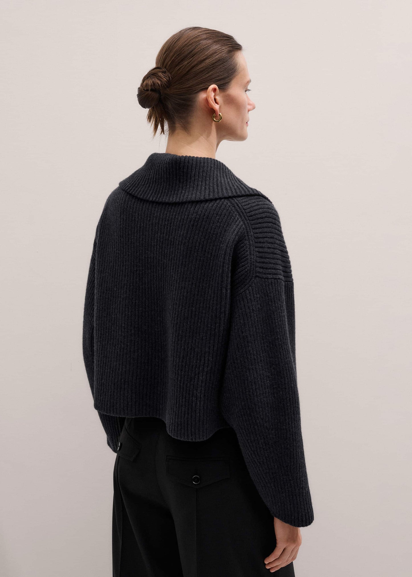 ME and EM Clothing Grey Relaxed Fly Neck Zip Jumper