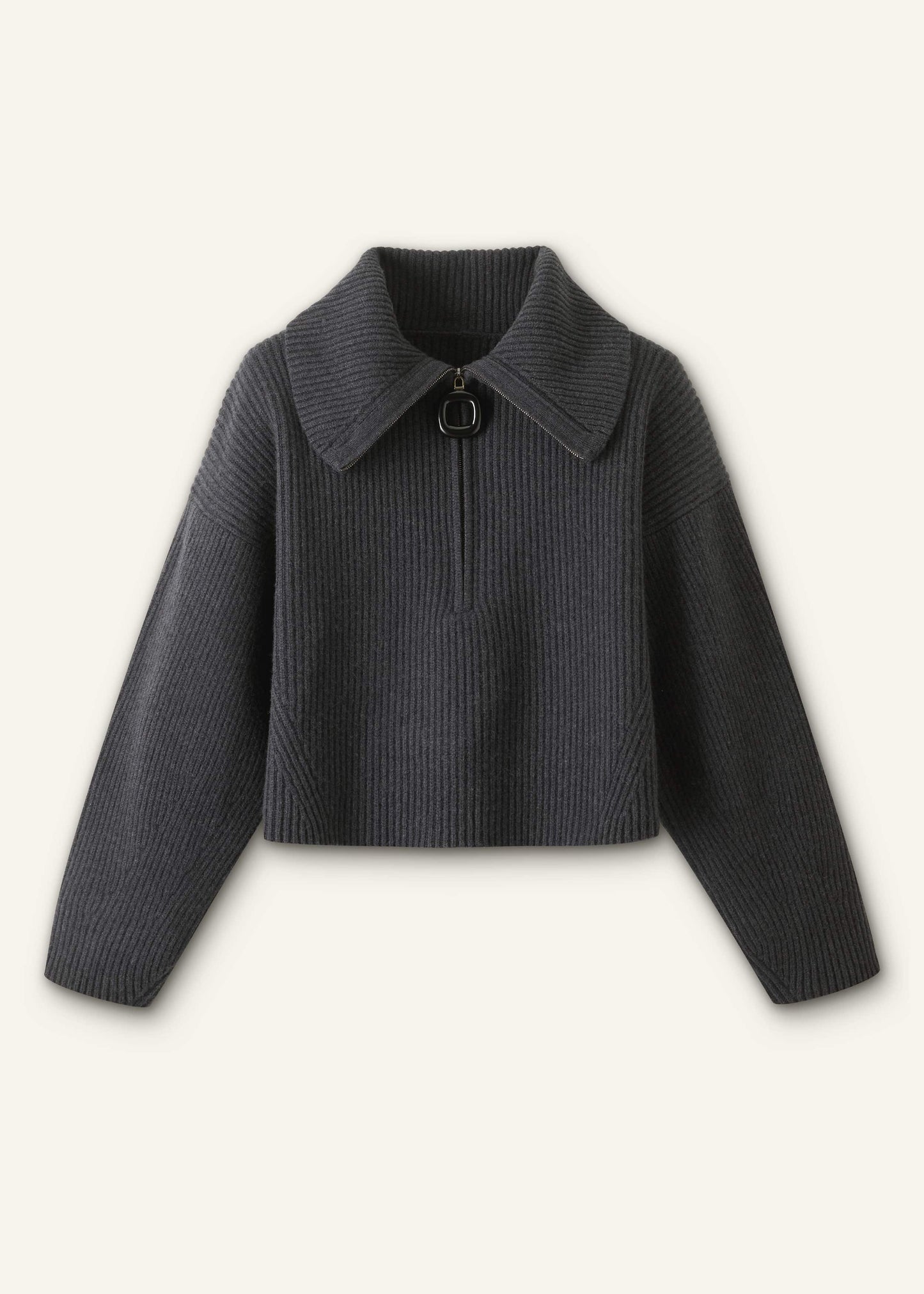 ME and EM Clothing Grey Relaxed Fly Neck Zip Jumper