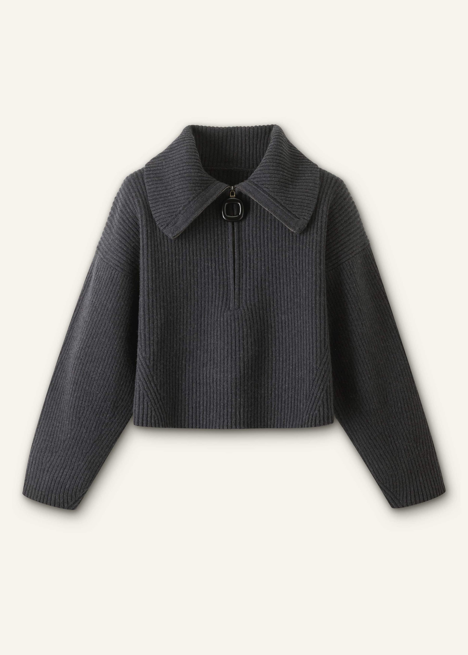ME and EM Clothing Grey Relaxed Fly Neck Zip Jumper