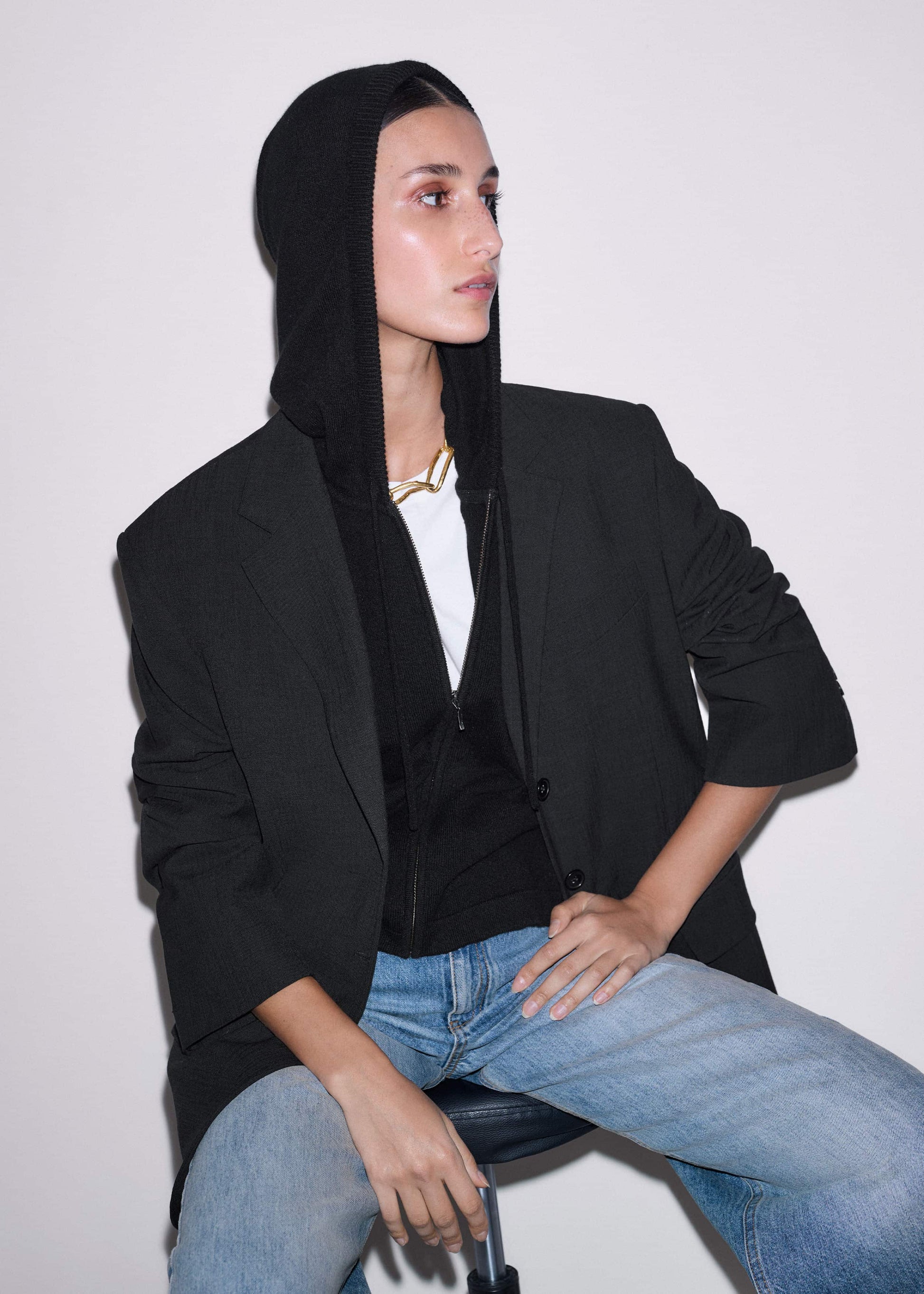 ME and EM Clothing Black Cashmere Sleeveless Relaxed Zip Hoodie
