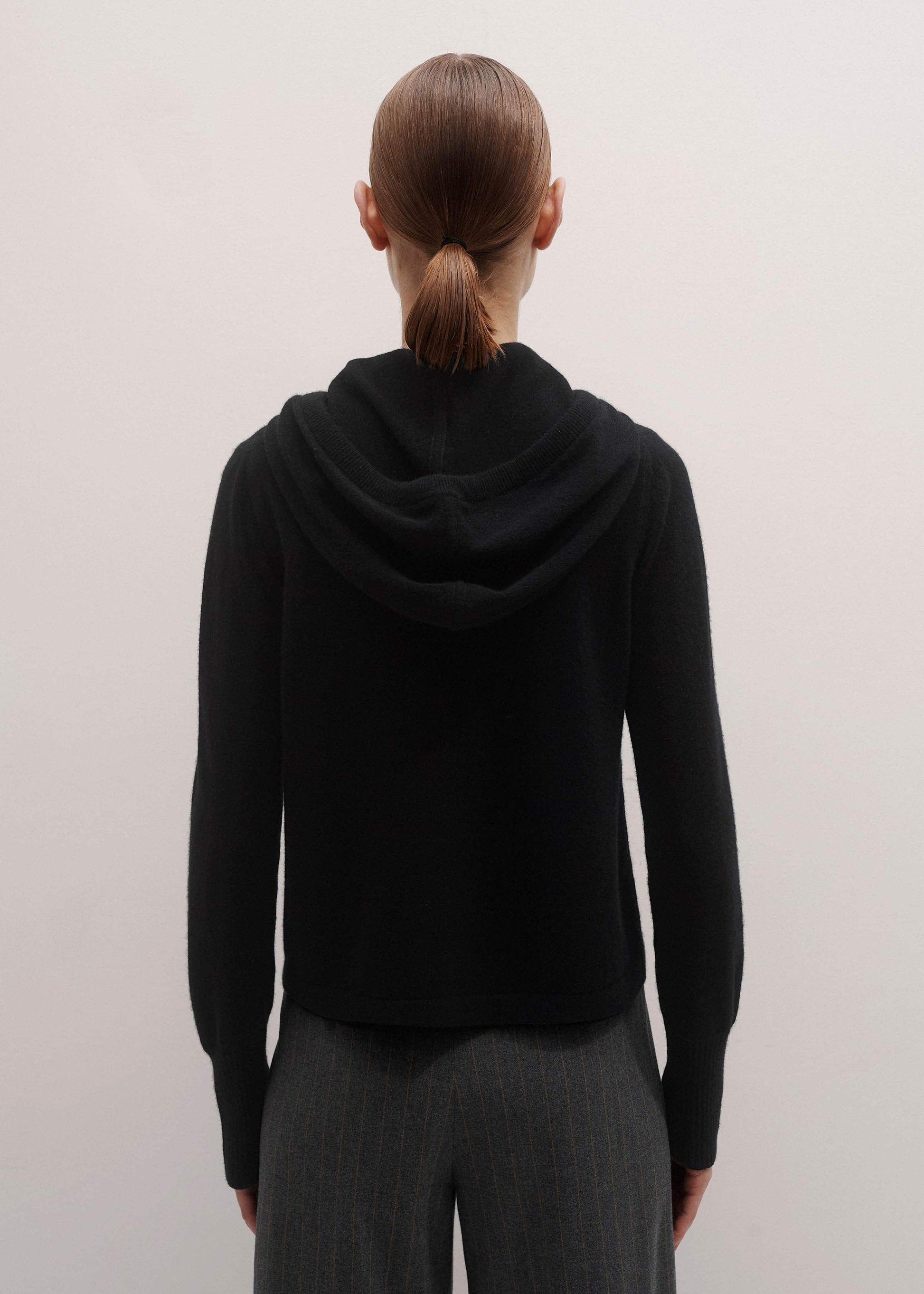 ME and EM Clothing Black Cashmere Relaxed Fit Box Zip Hoodie