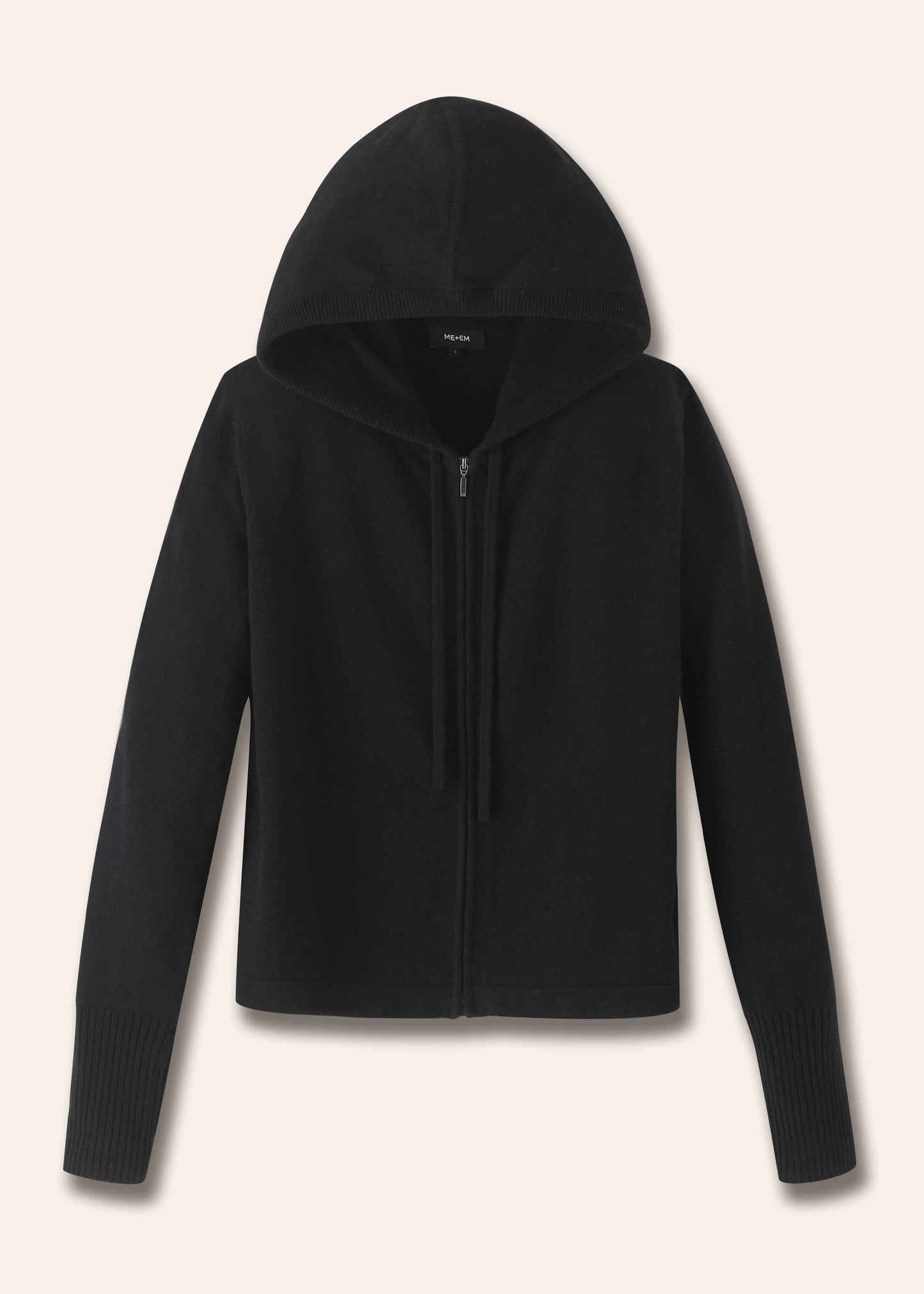 ME and EM Clothing Black Cashmere Relaxed Fit Box Zip Hoodie