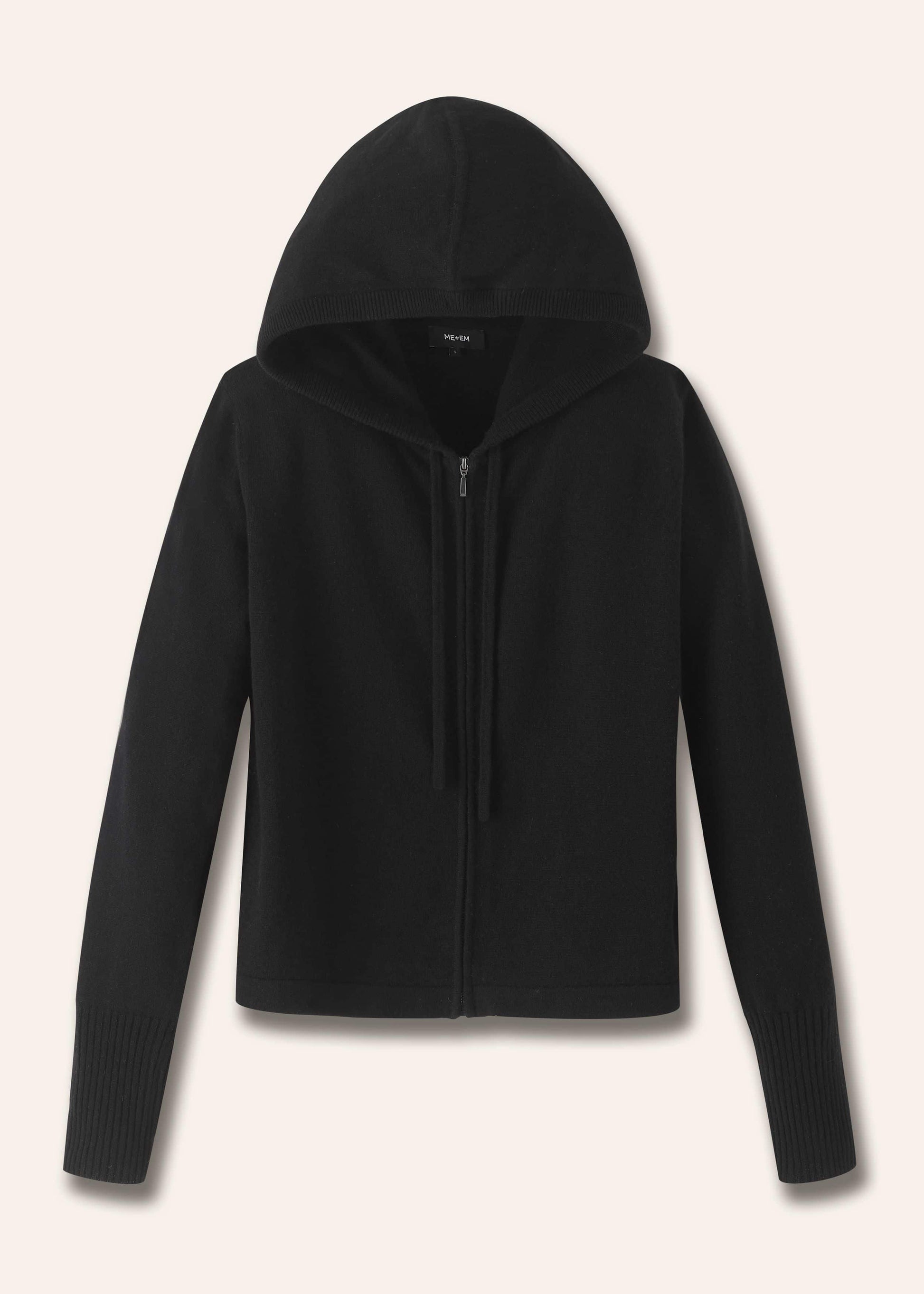 ME and EM Clothing Black Cashmere Relaxed Fit Box Zip Hoodie