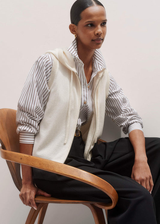 ME and EM Clothing Cream Icon Cashmere Sleeveless Blazer Hoody