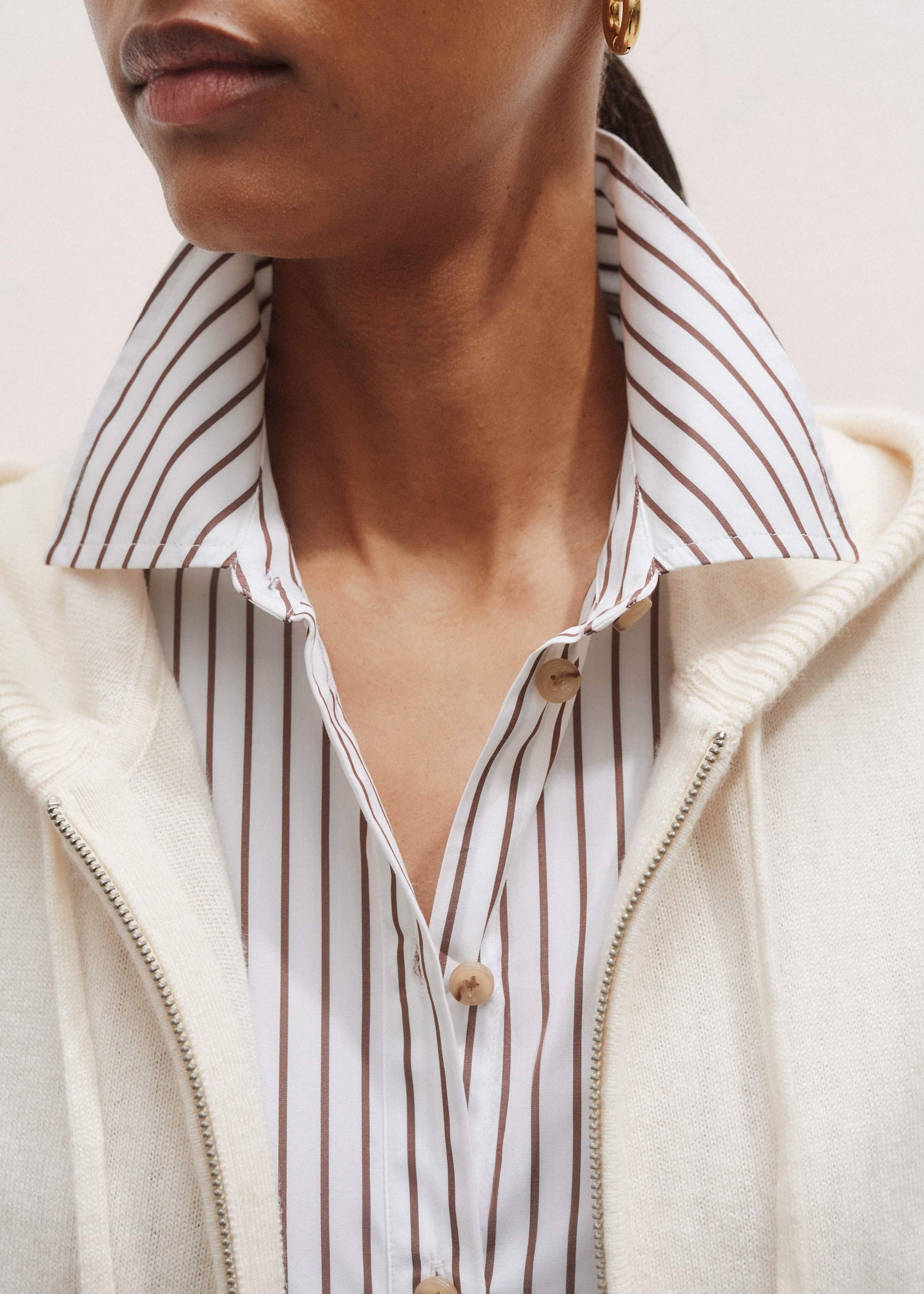 ME and EM Clothing Cream Icon Cashmere Sleeveless Blazer Hoody
