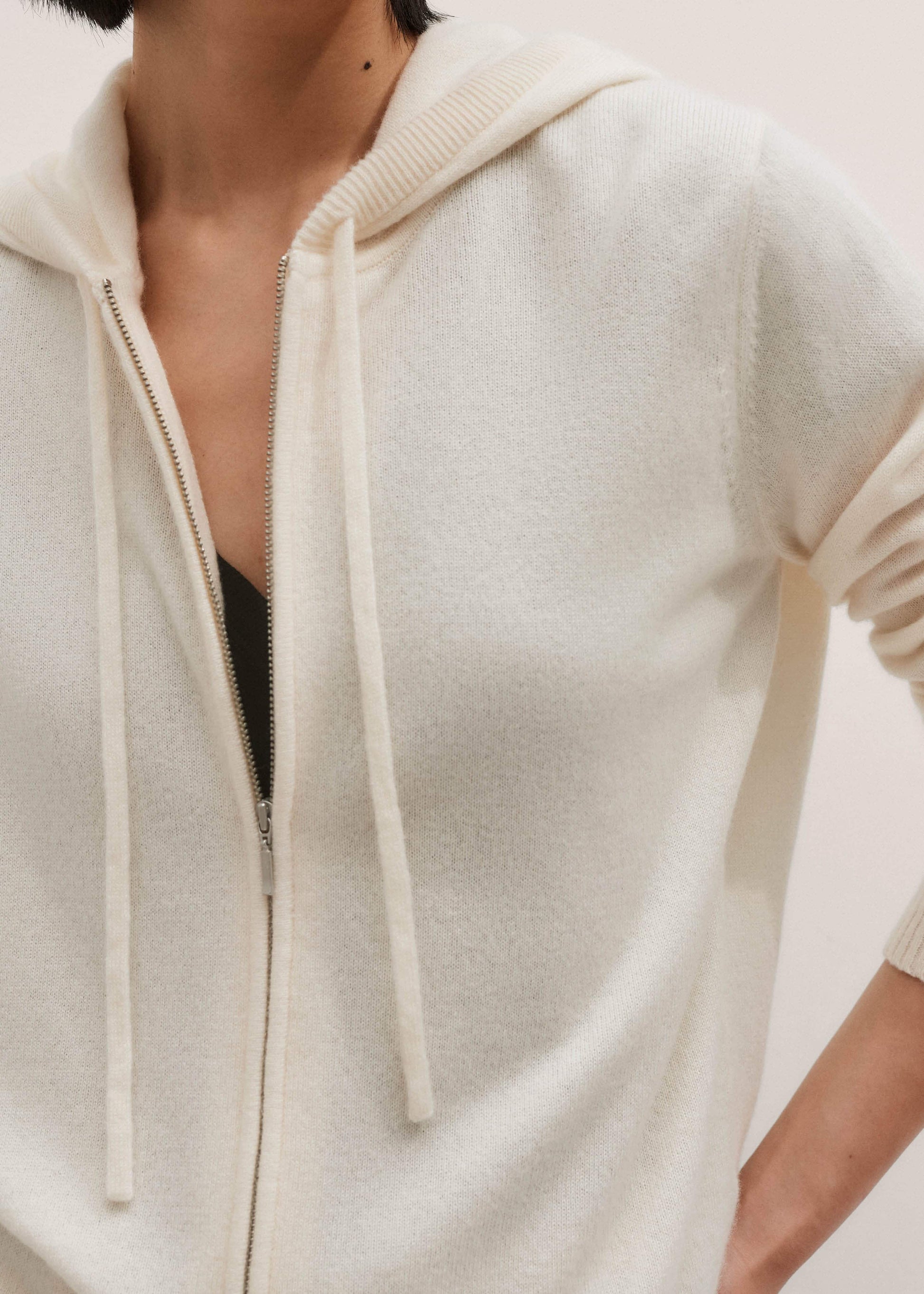ME and EM Clothing Cream Cashmere Relaxed Fit Box Zip Hoody
