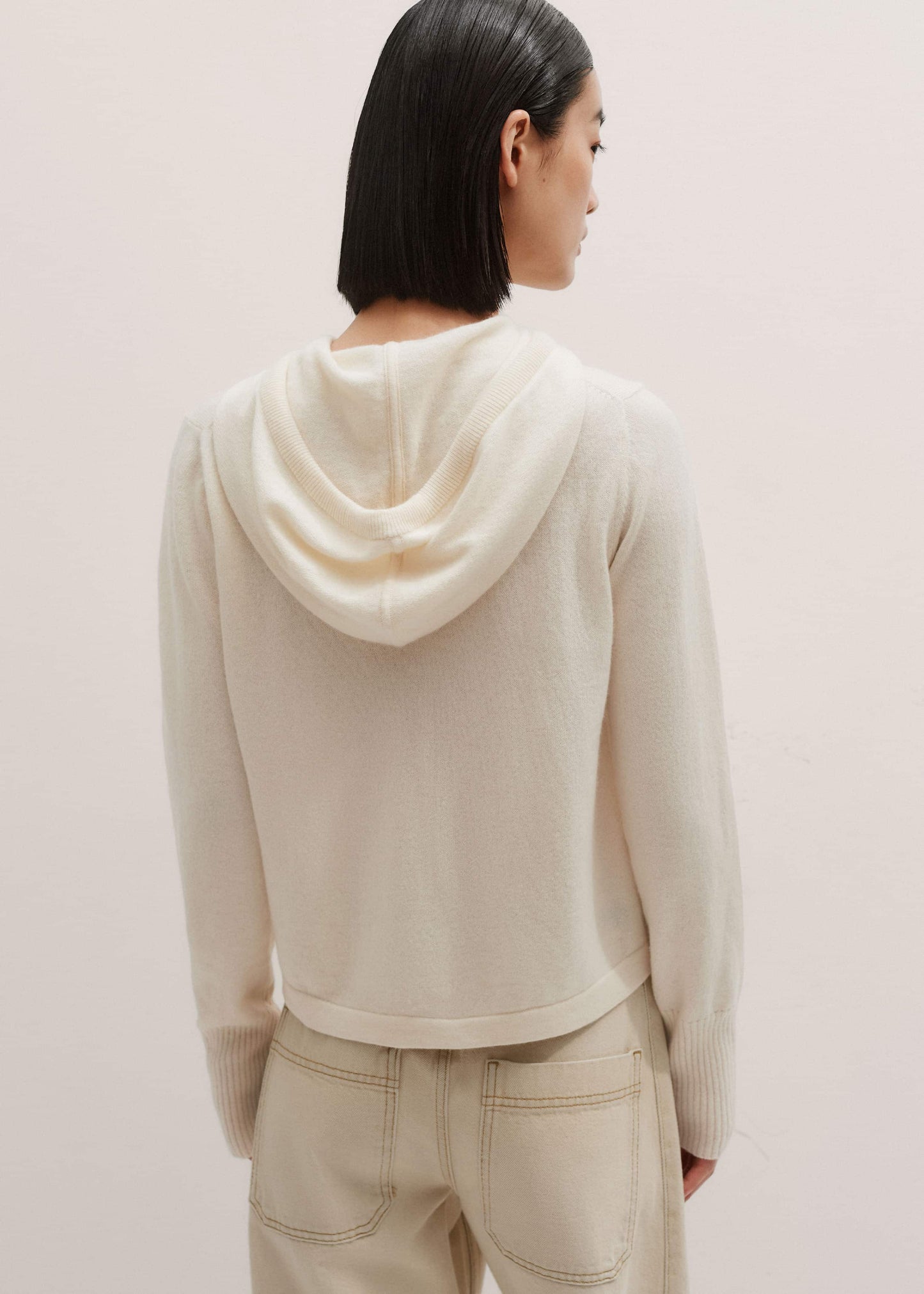 ME and EM Clothing Cream Cashmere Relaxed Fit Box Zip Hoody