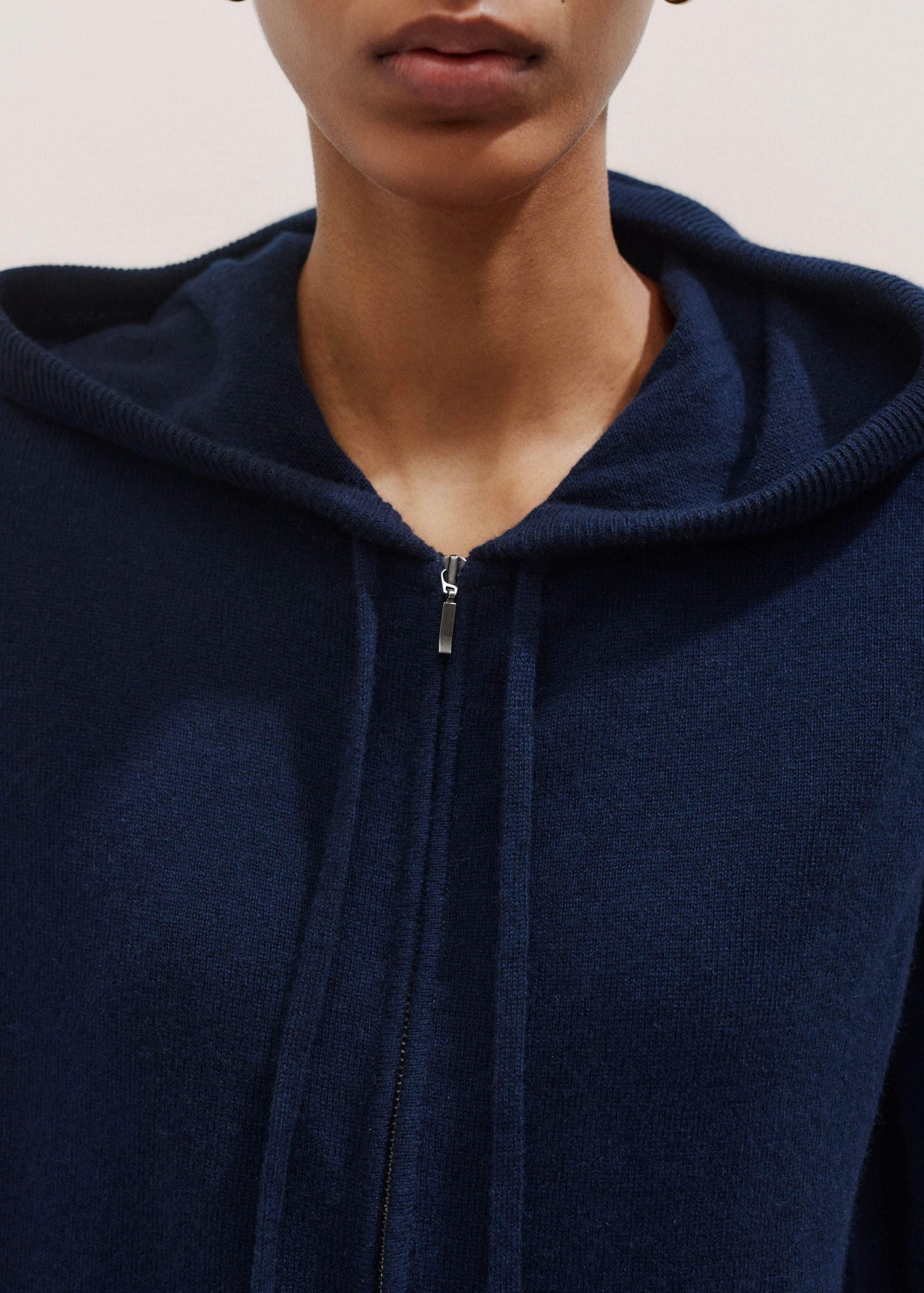 ME and EM Clothing Navy Cashmere Relaxed Fit Box Zip Hoodie