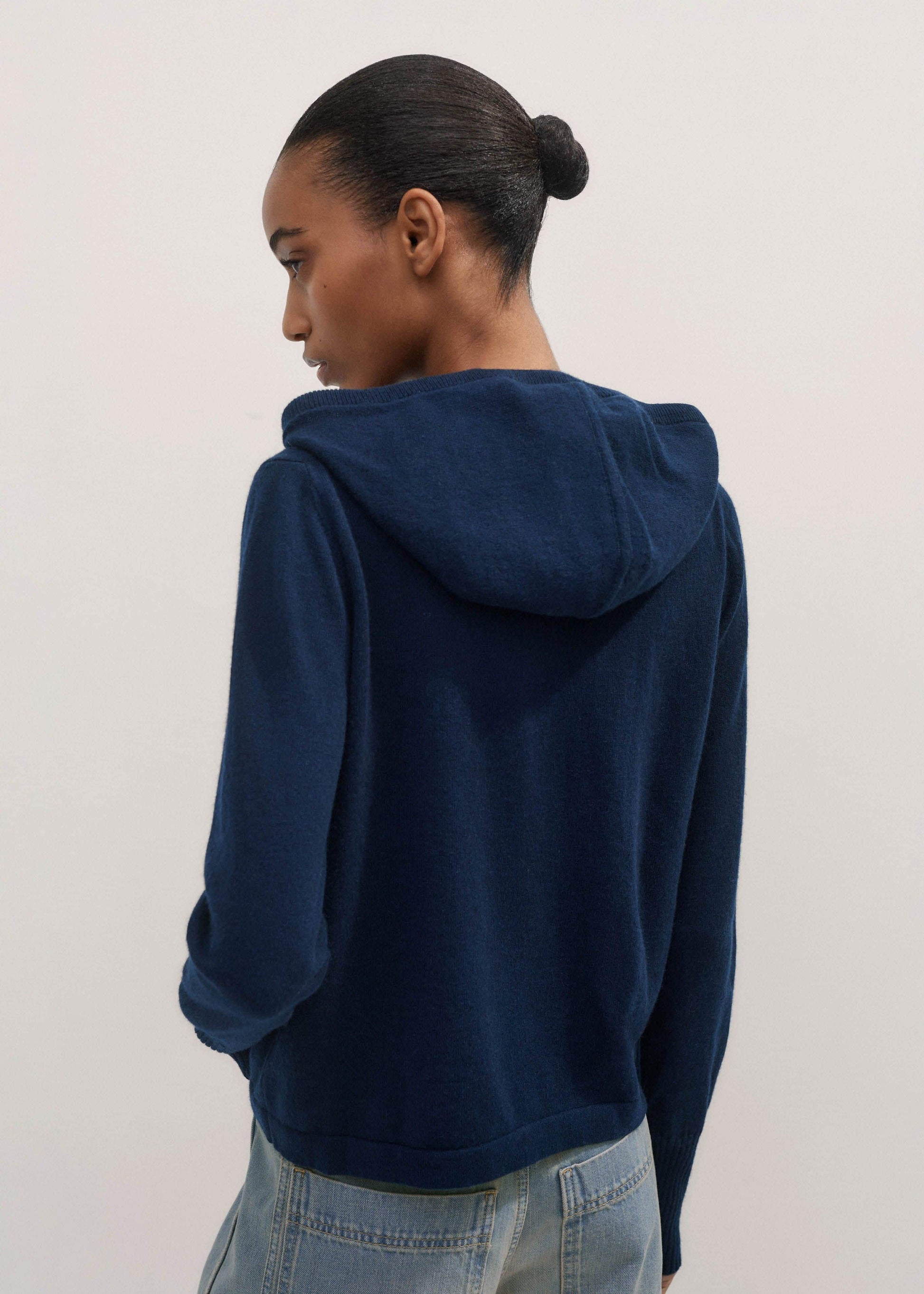 ME and EM Clothing Navy Cashmere Relaxed Fit Box Zip Hoodie