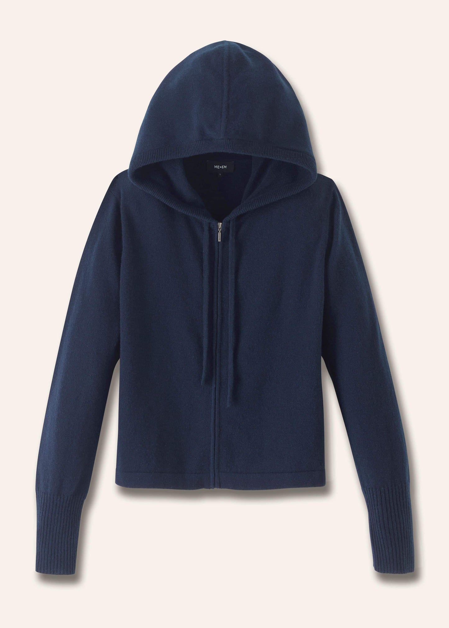 ME and EM Clothing Navy Cashmere Relaxed Fit Box Zip Hoodie