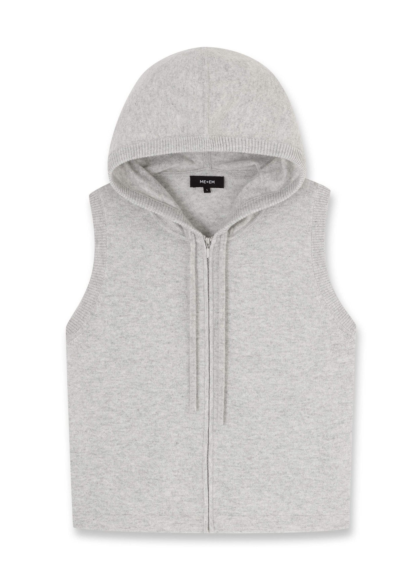 ME and EM Clothing Gray Cashmere Sleeveless Relaxed Zip Hoodie
