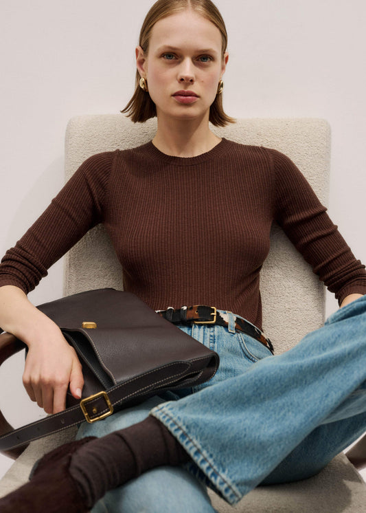 ME and EM Clothing Brown Barely There Sweater