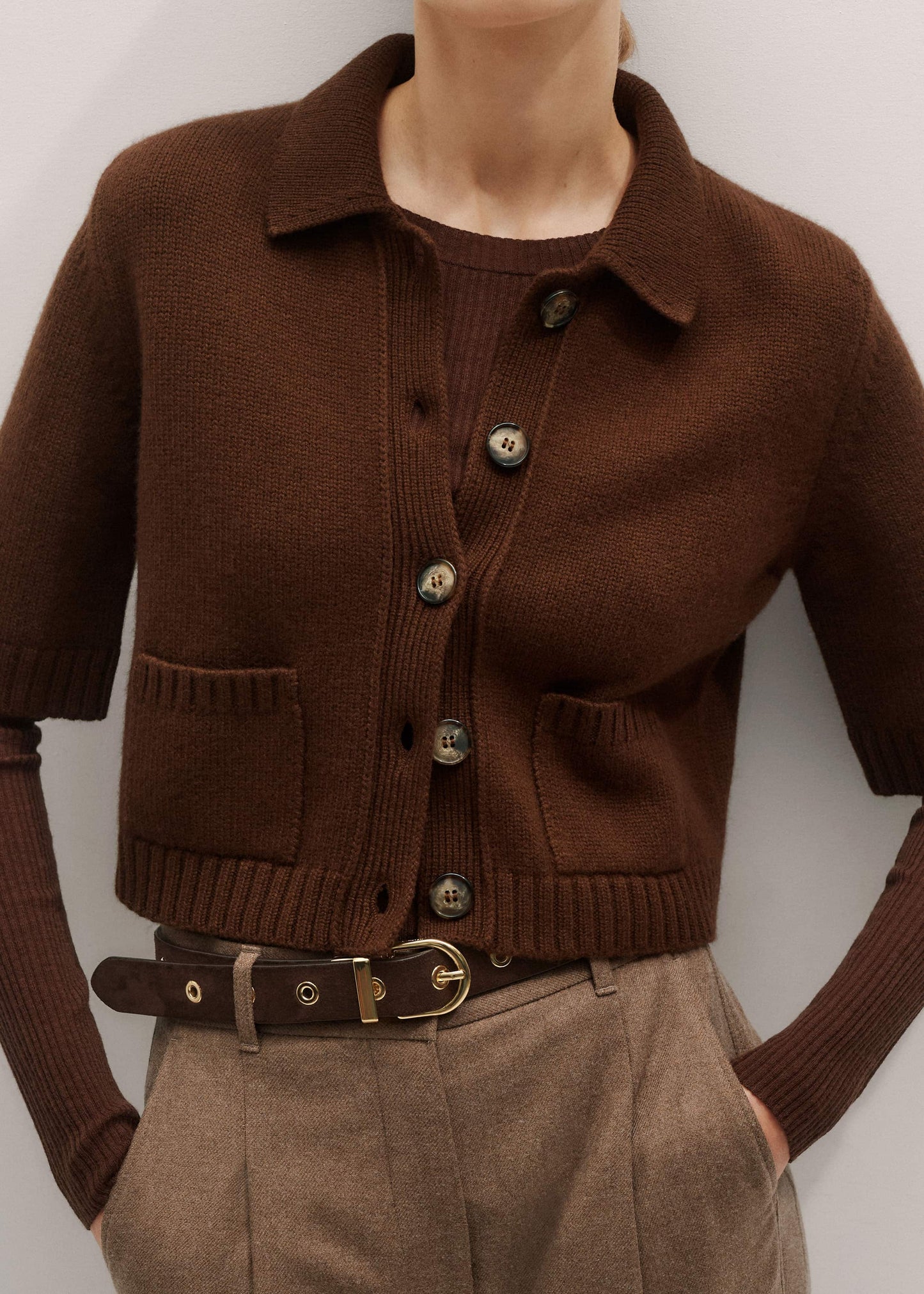 ME and EM Clothing Brown Barely There Sweater