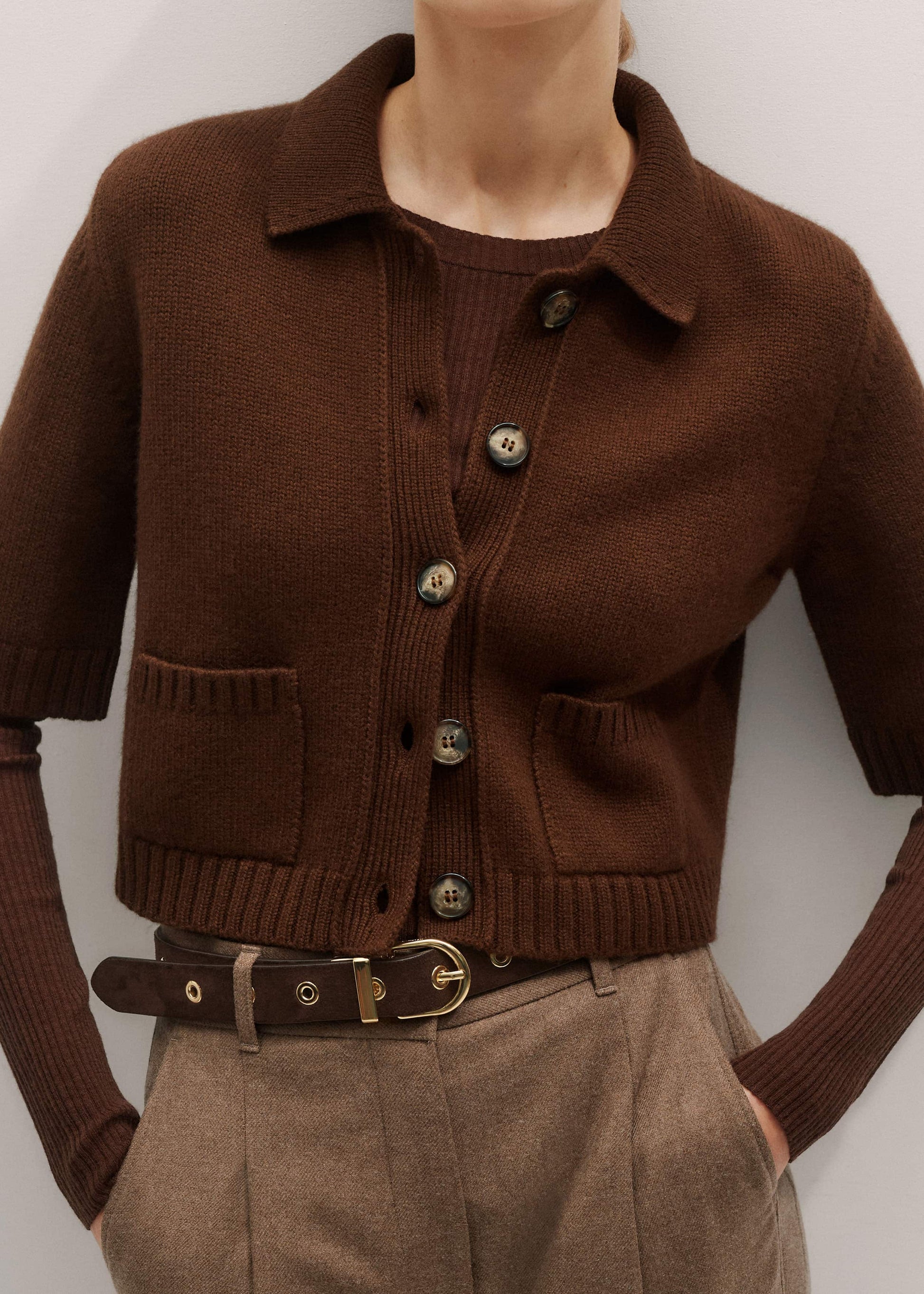 ME and EM Clothing Brown Barely There Sweater