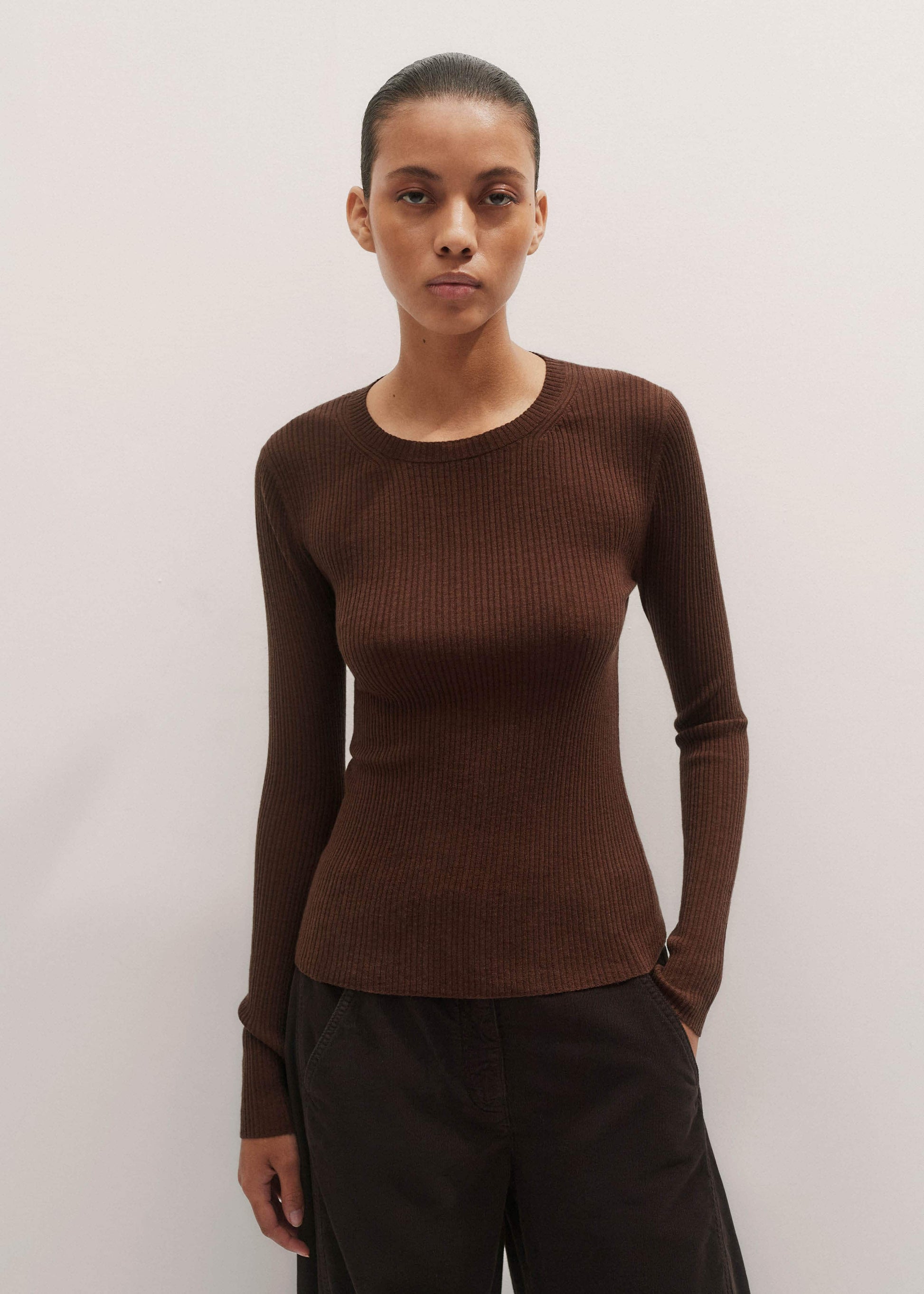 ME and EM Clothing Brown Barely There Sweater