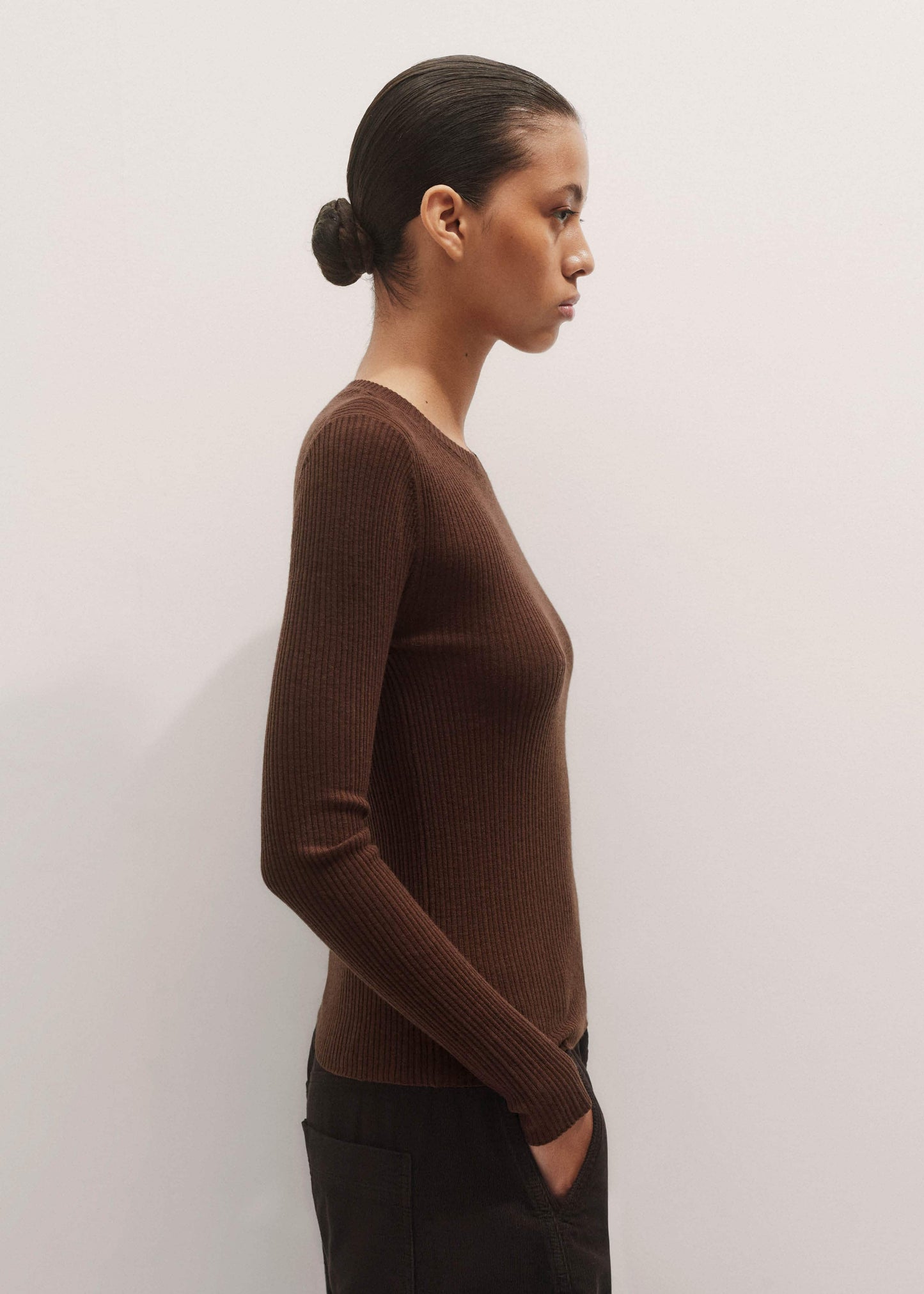 ME and EM Clothing Brown Barely There Sweater