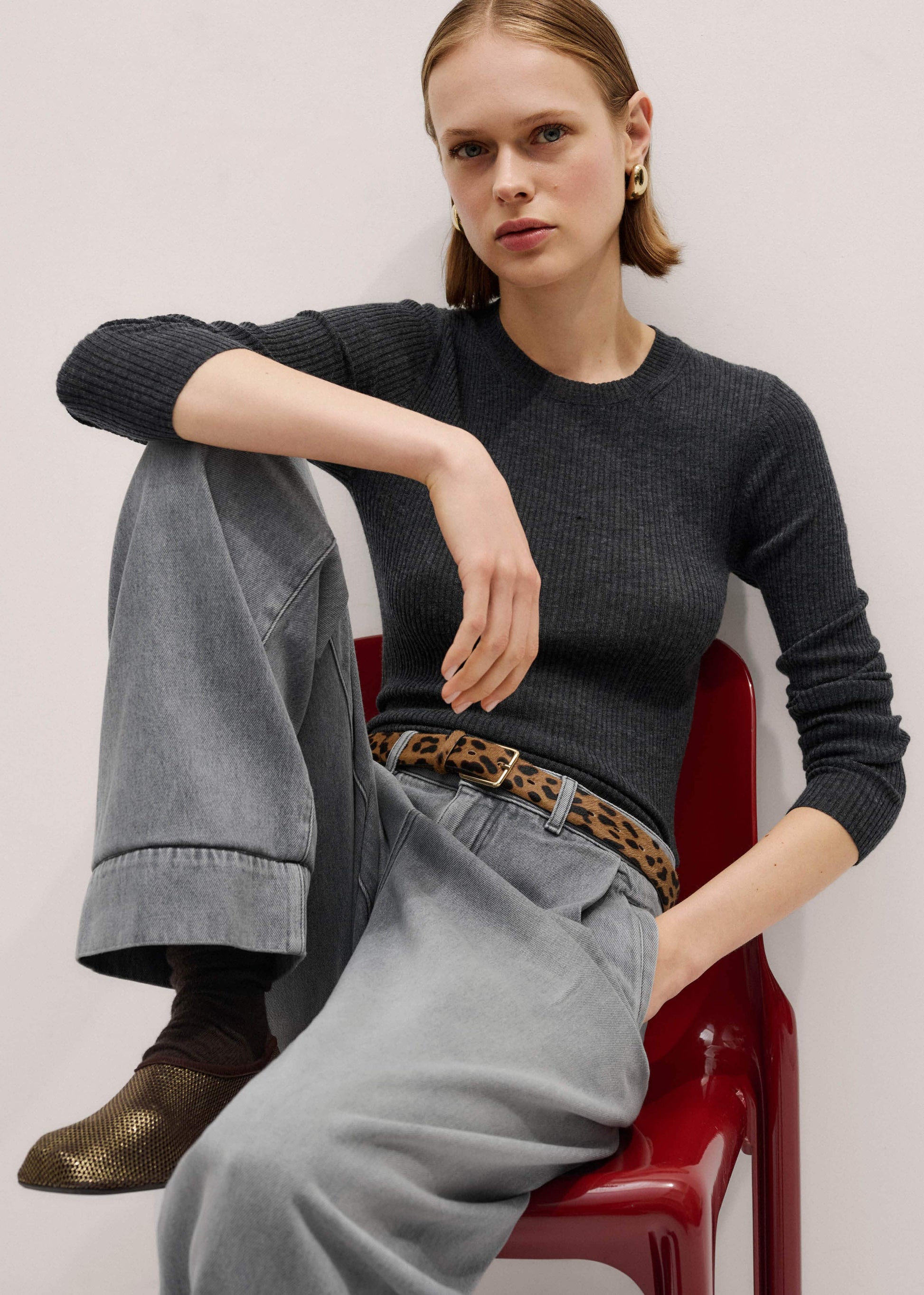 ME and EM Clothing Gray Barely There Sweater