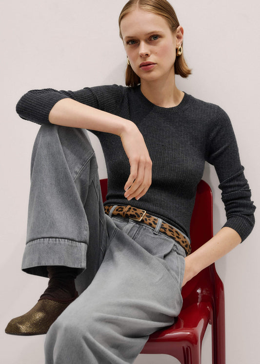 ME and EM Clothing Gray Barely There Sweater