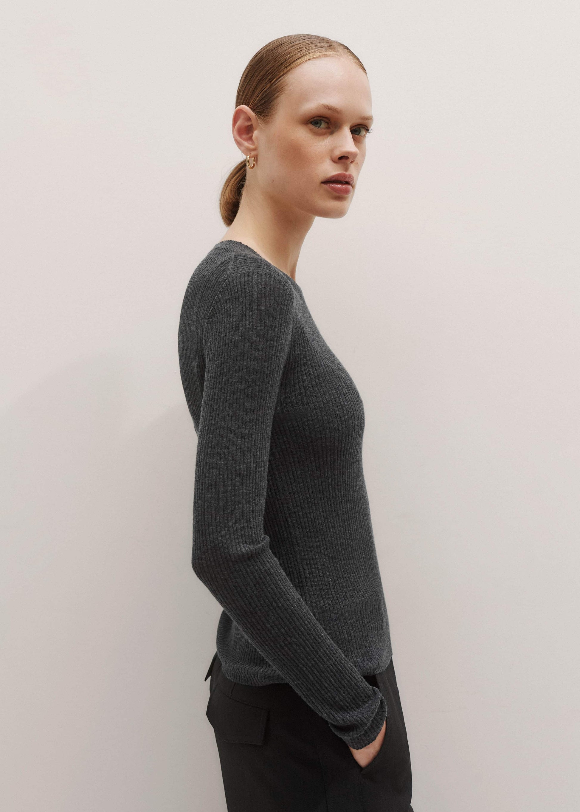 ME and EM Clothing Gray Barely There Sweater