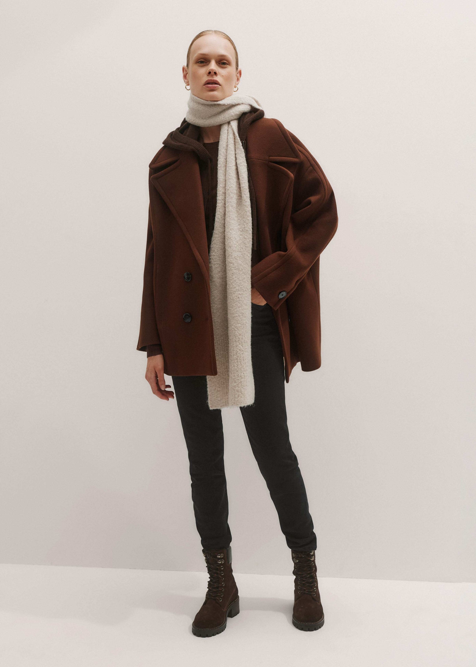ME and EM Clothing Brown Cashmere Sleeveless Relaxed Zip Hoodie